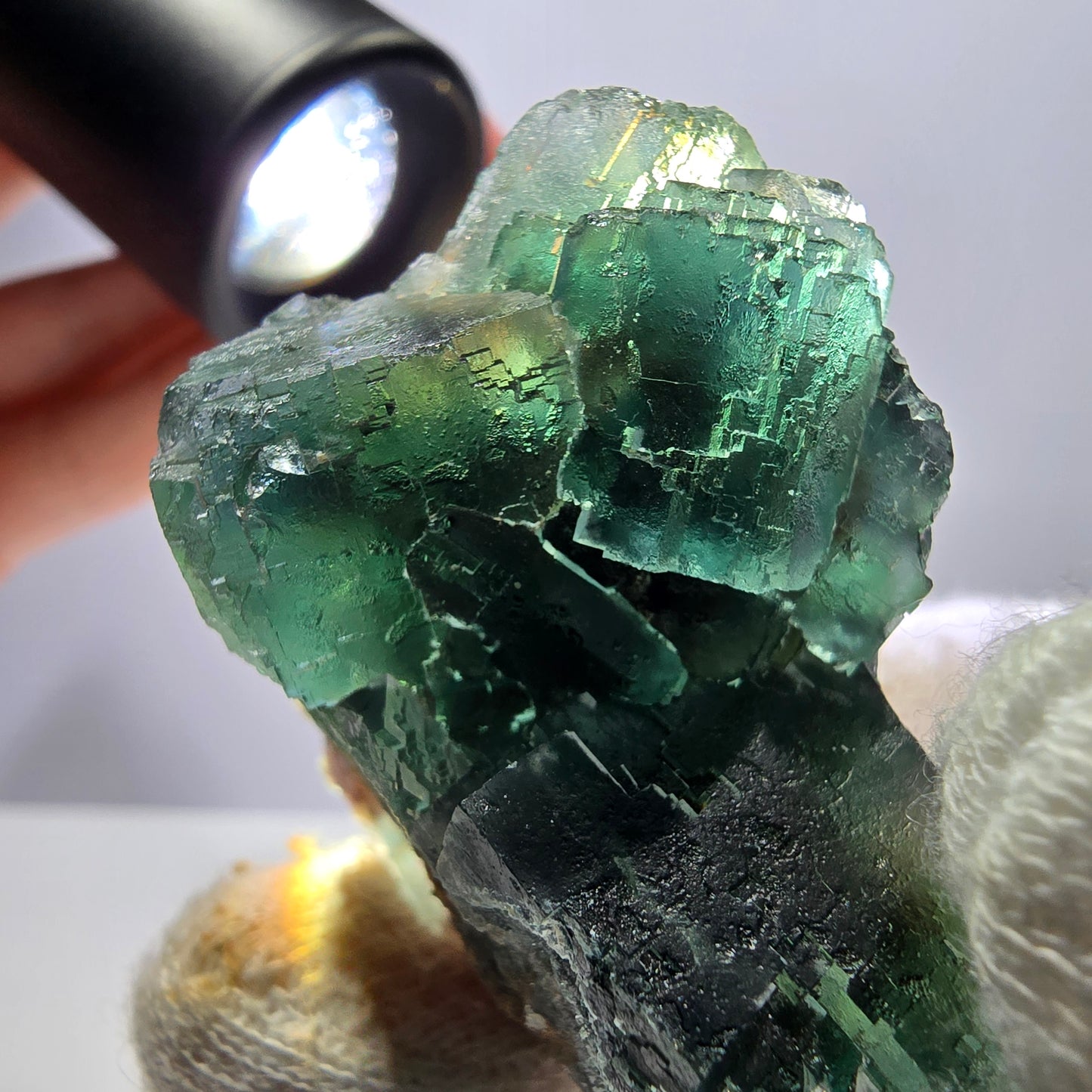 Rare spécimen de cube de fluorite fantôme, parqueté vert Okorusu, Namibie, 47 x 31 x 28 mm