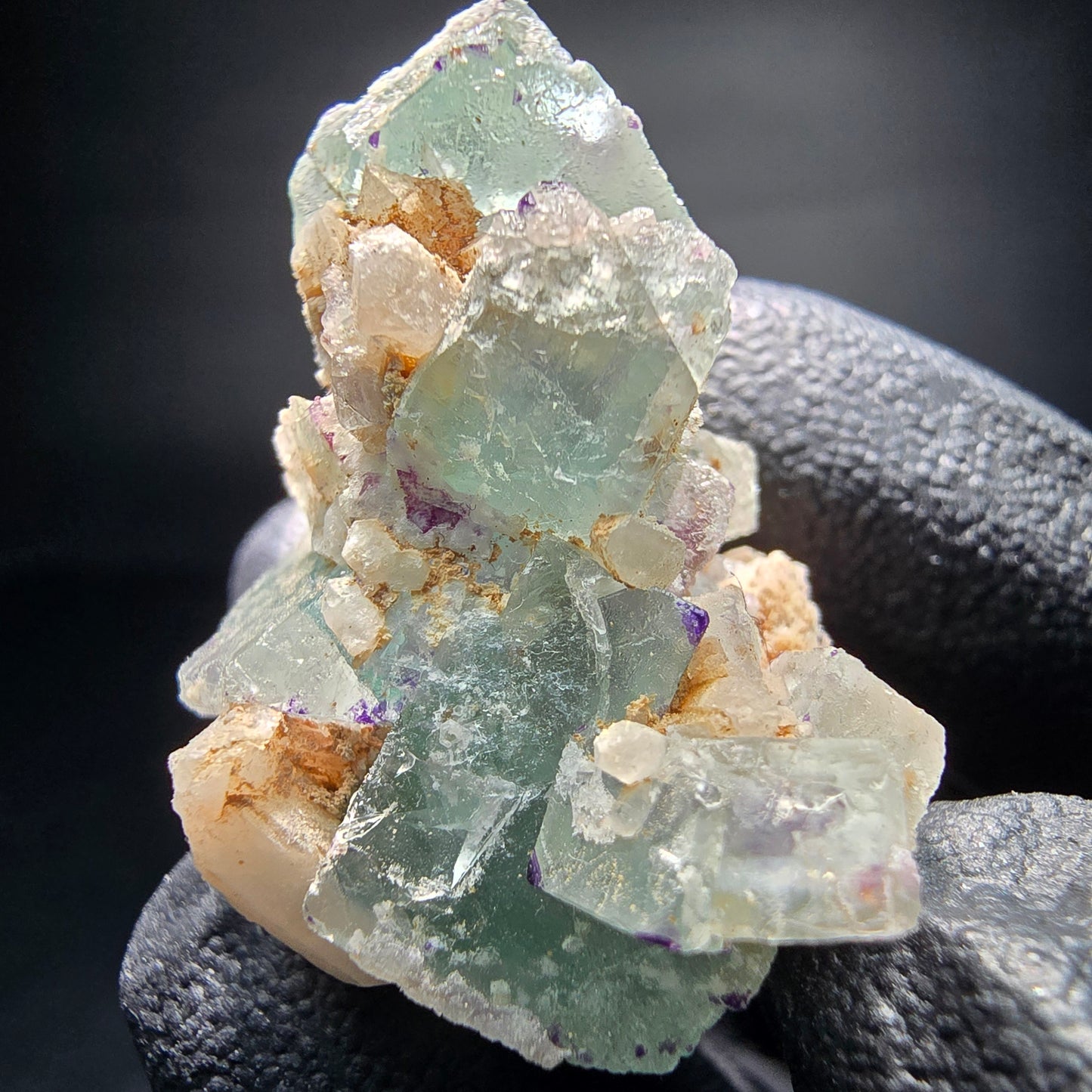 Zonare Fluorite cube vert violet quartz spécimen Omehane, Namibie 34*26*21mm collection