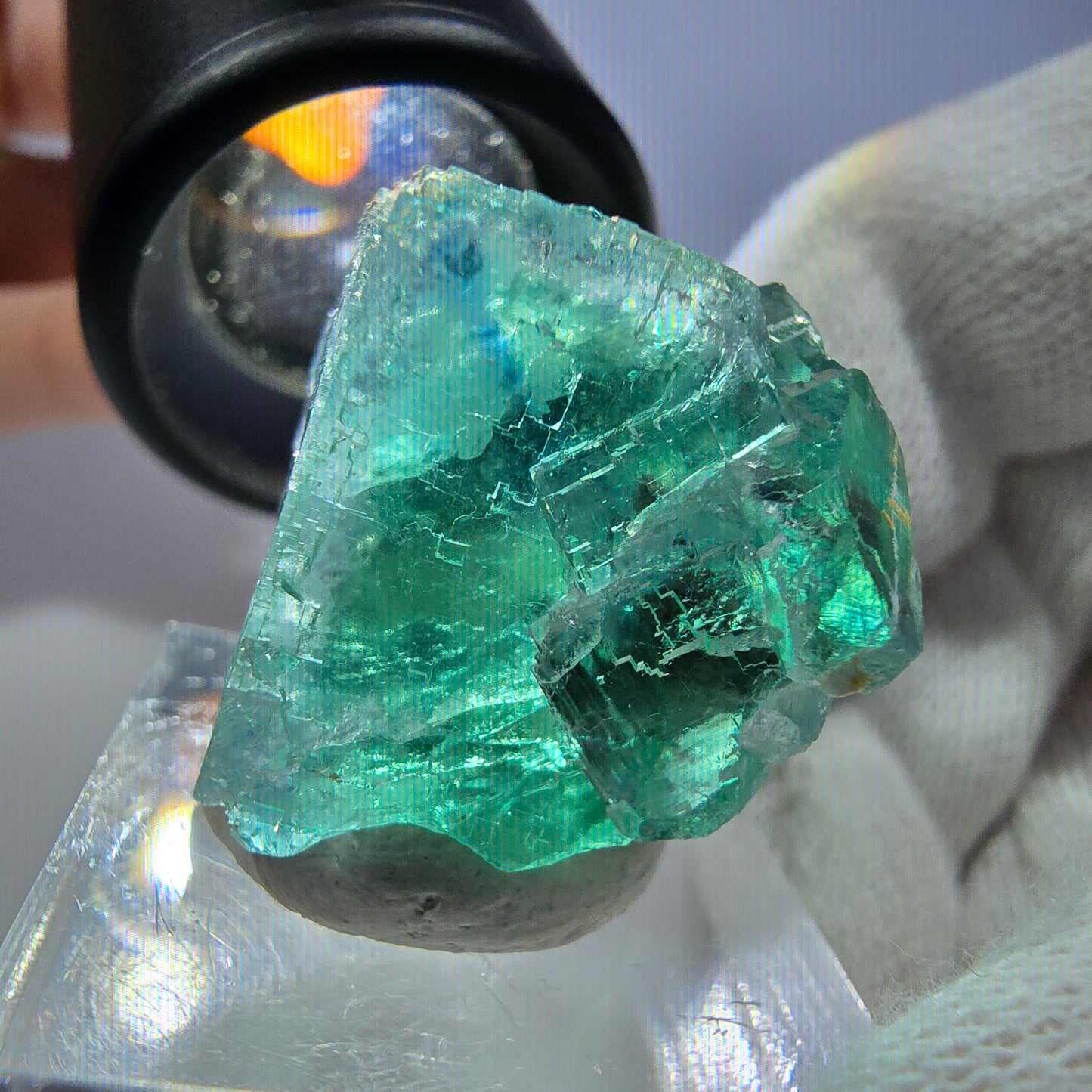Phantom Fluorit Würfel Stufe parkettiert grün türkis Okorusu Namibia 27*27 *22mm