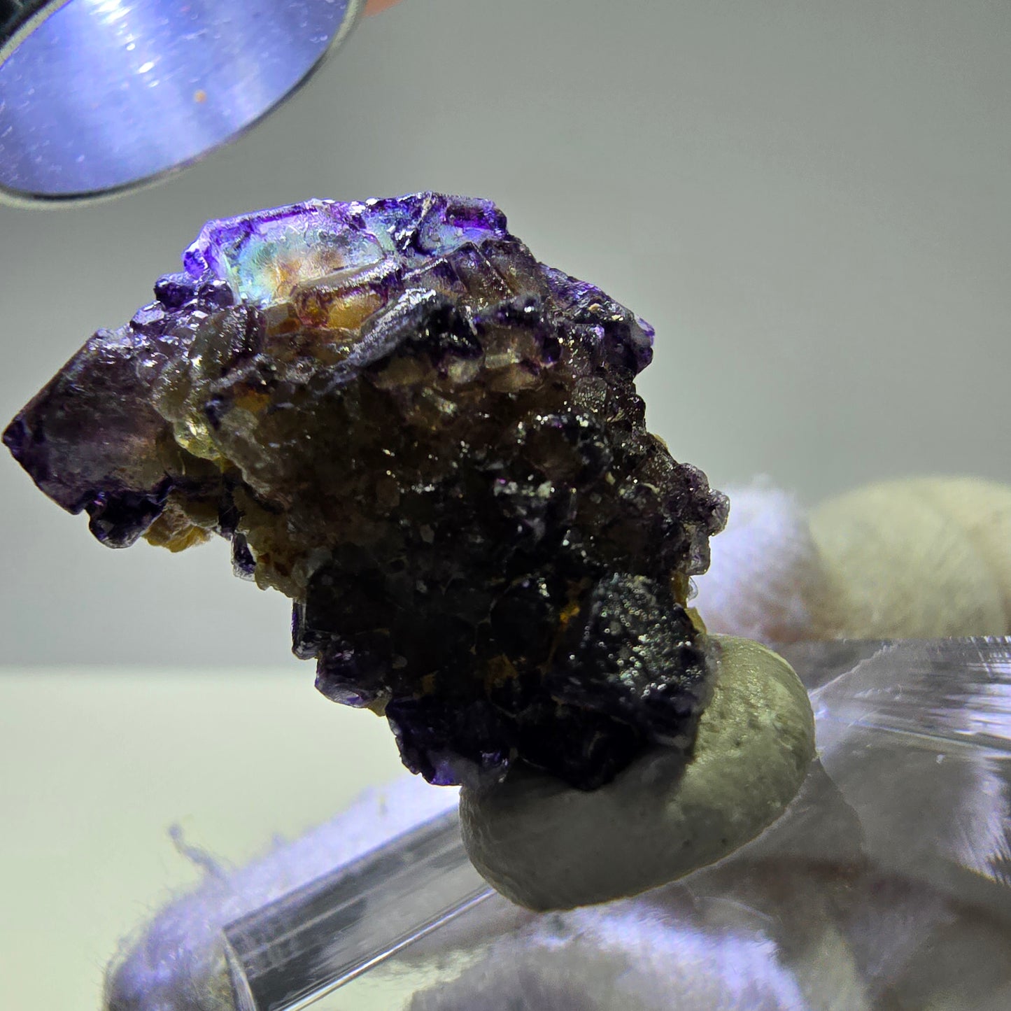 Cubes de fluorite fantôme colorés, spécimen de muscovite, Erongo, Namibie, 25 x 18 x 11 mm