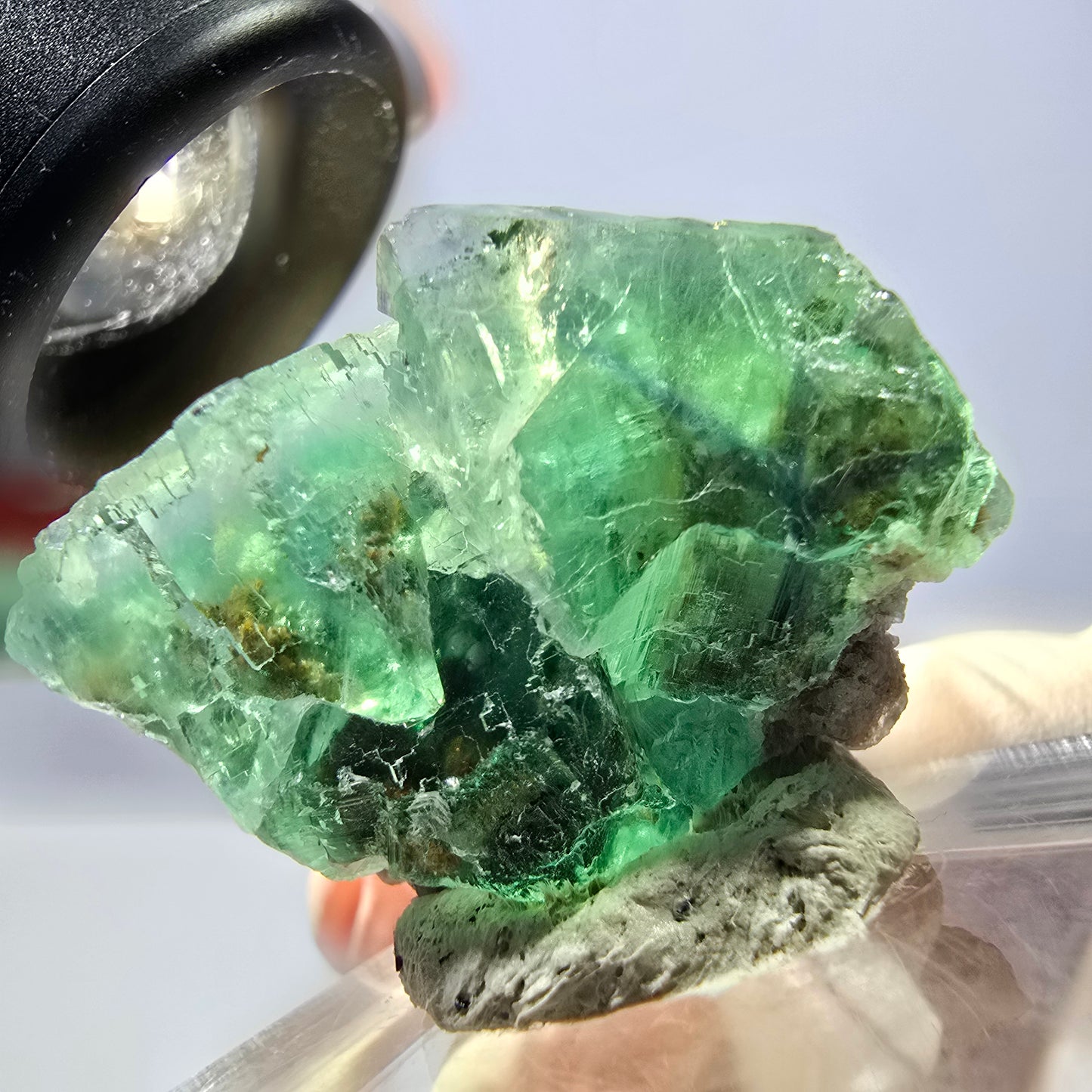 Seltene Phantom Fluorit Würfel Stufe, grün Okorusu, Namibia 36*26*23mm