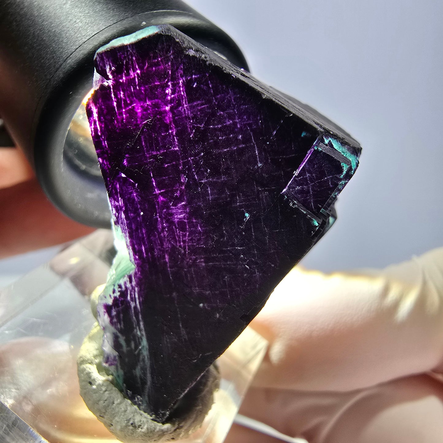 Phantom Fluorit Würfel Stufe grün lila zonal 11:11 Angel Pocket, Namibia 32*25*23mm