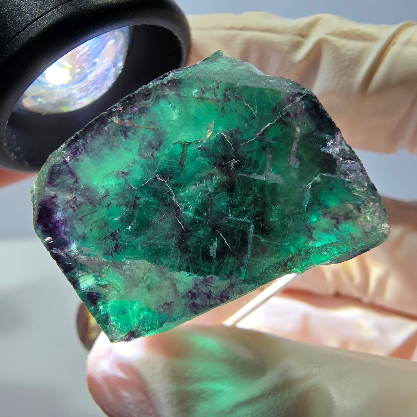 Phantom Fluorit Würfel Stufe, parkettiert grün lila Okorusu, Namibia 25*24*22mm