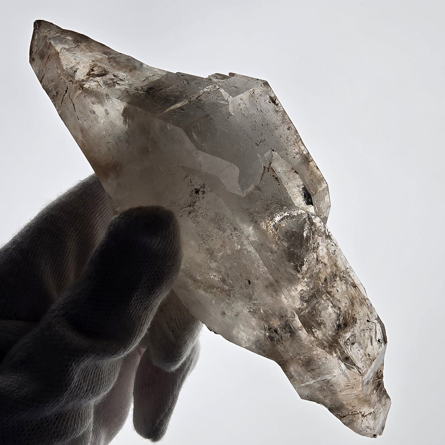XL Enhydro Skeleton Quartz fumé DT, calcite UV, 2x Bubble Valentine Pocket Namibie 165*56*45mm