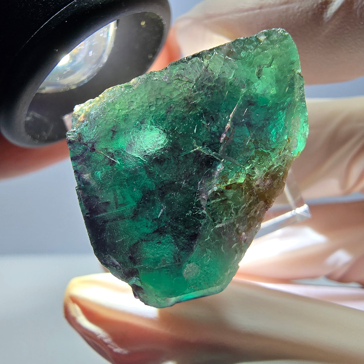 Phantom Fluorit Würfel Stufe, parkettiert grün lila Okorusu, Namibia 25*25*21mm
