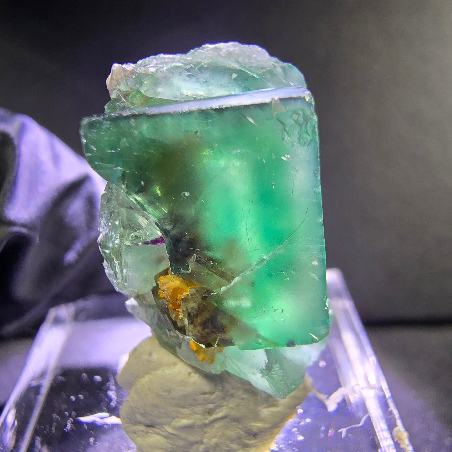 Seltene Phantom Fluorit Würfel Stufe grün 22*14*12mm Okorusu, Namibia Sammlung