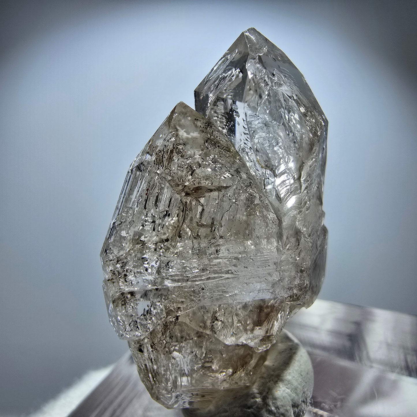 Enhydro Rauchquarz Skelett DT Zepter, 2x Blase Goboboseb, Namibia 29*18*12mm