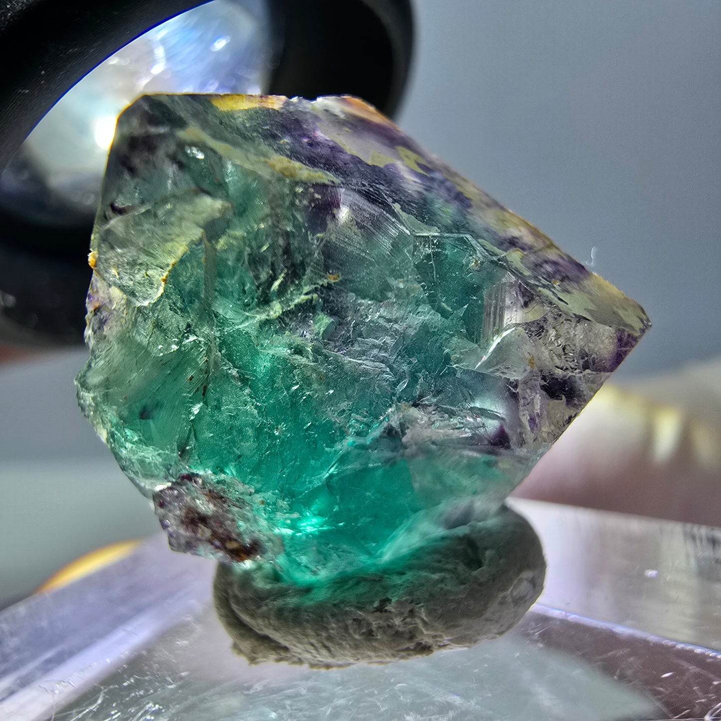Phantom Fluorit Würfel Stufe, grün lila Okorusu, Namibia 15*15*14mm