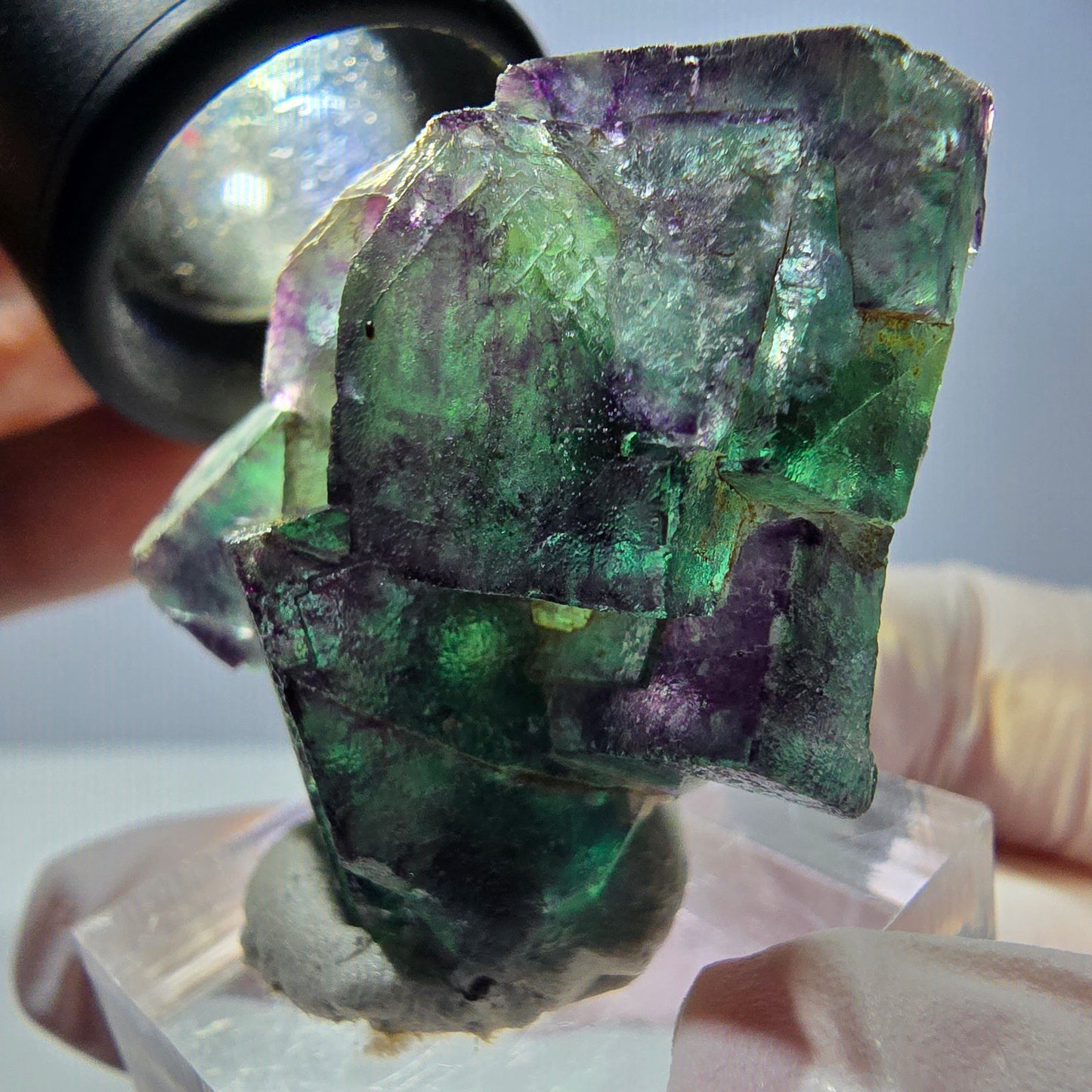 Phantom Fluorit Würfel Stufe, parkettiert grün lila Okorusu, Namibia 39*31*18mm