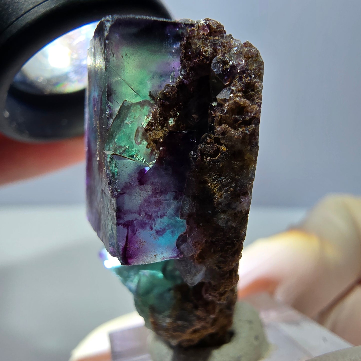 Phantom Fluorit Würfel Stufe, parkettiert grün lila Okorusu, Namibia 43*28*18mm