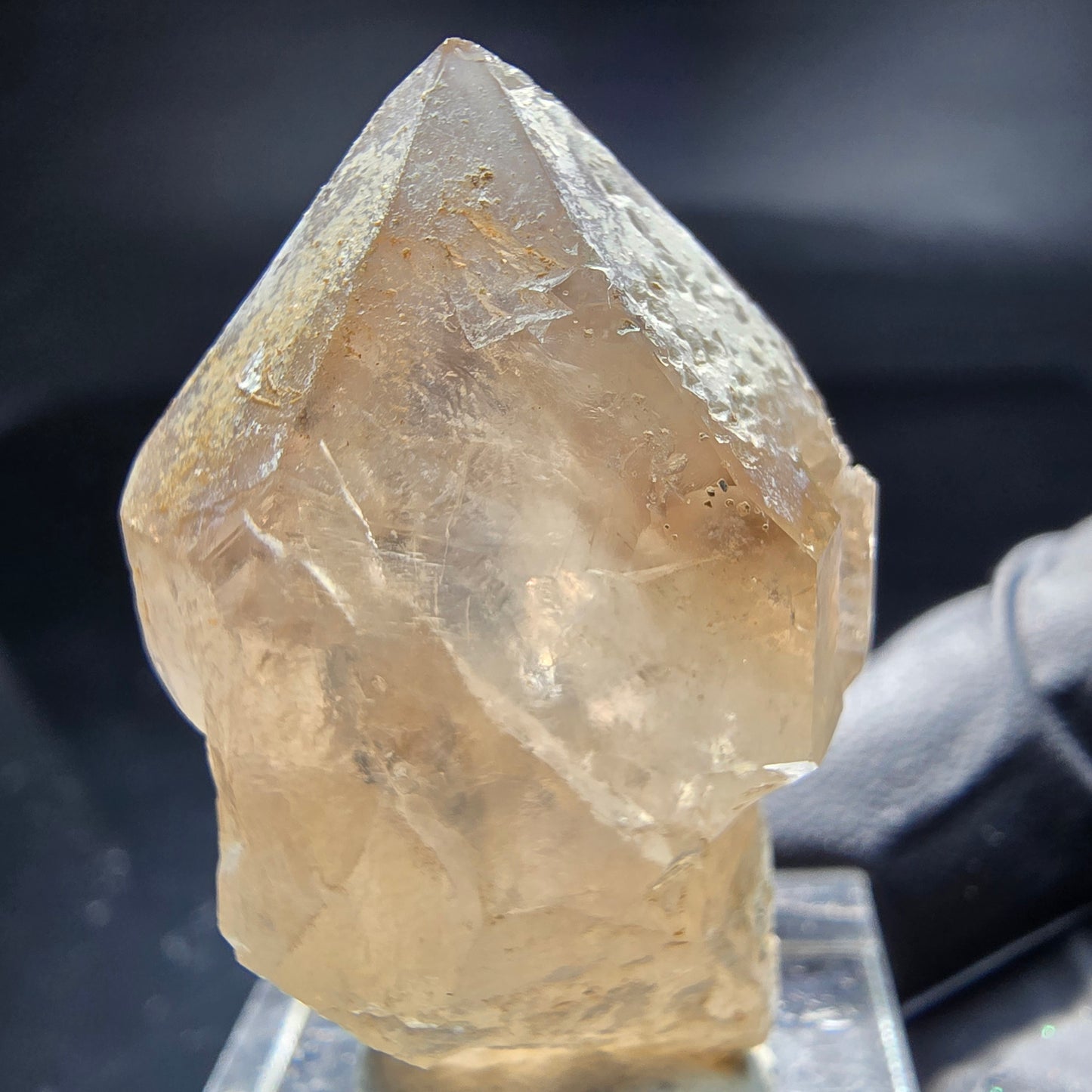 Schöne Phantom Rauchquarz Zepter Hyalit Spitze Erongo, Namibia 39*24*15mm