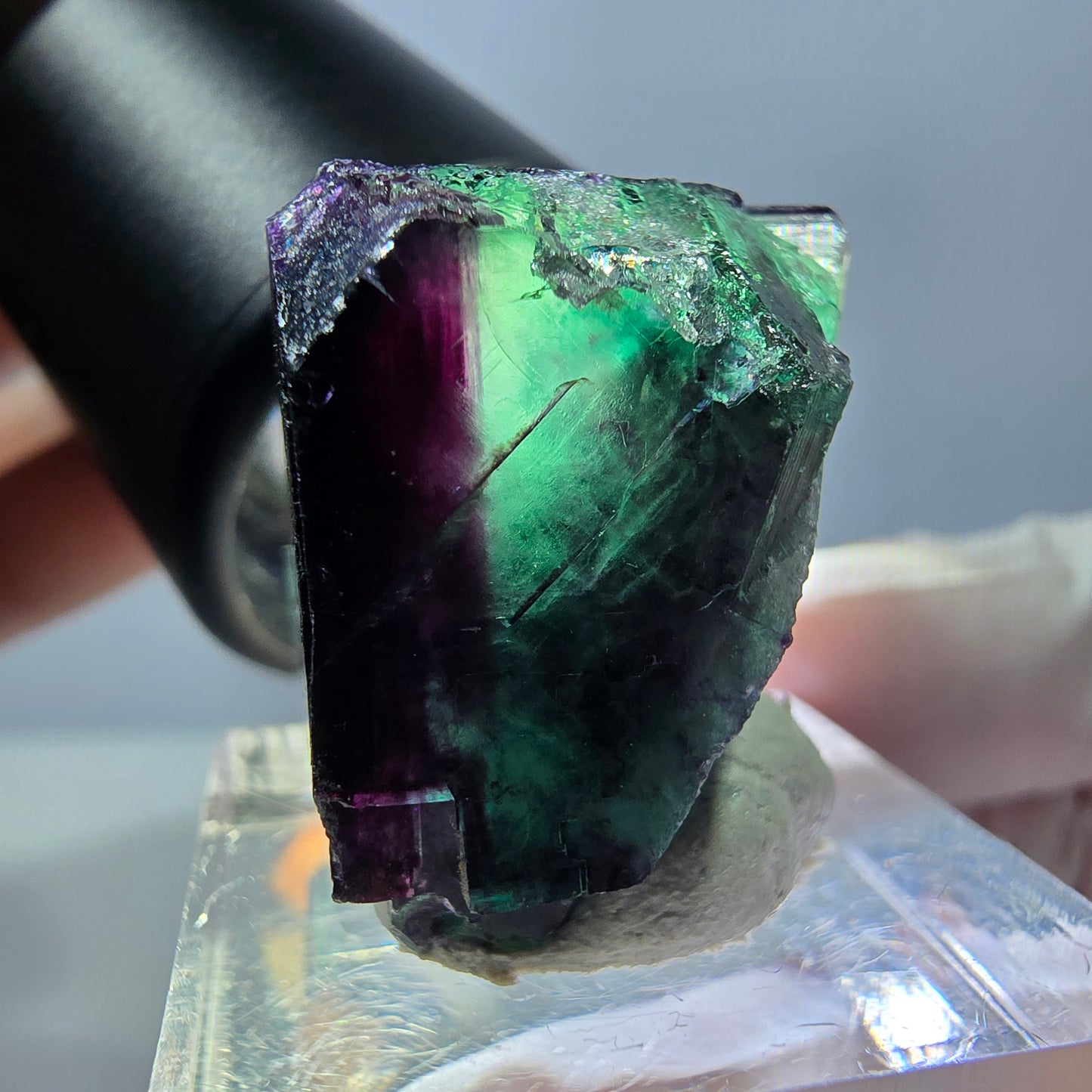 Seltene Fluorit Würfel Stufe, grün lila Okorusu, Namibia 24*23*22mm