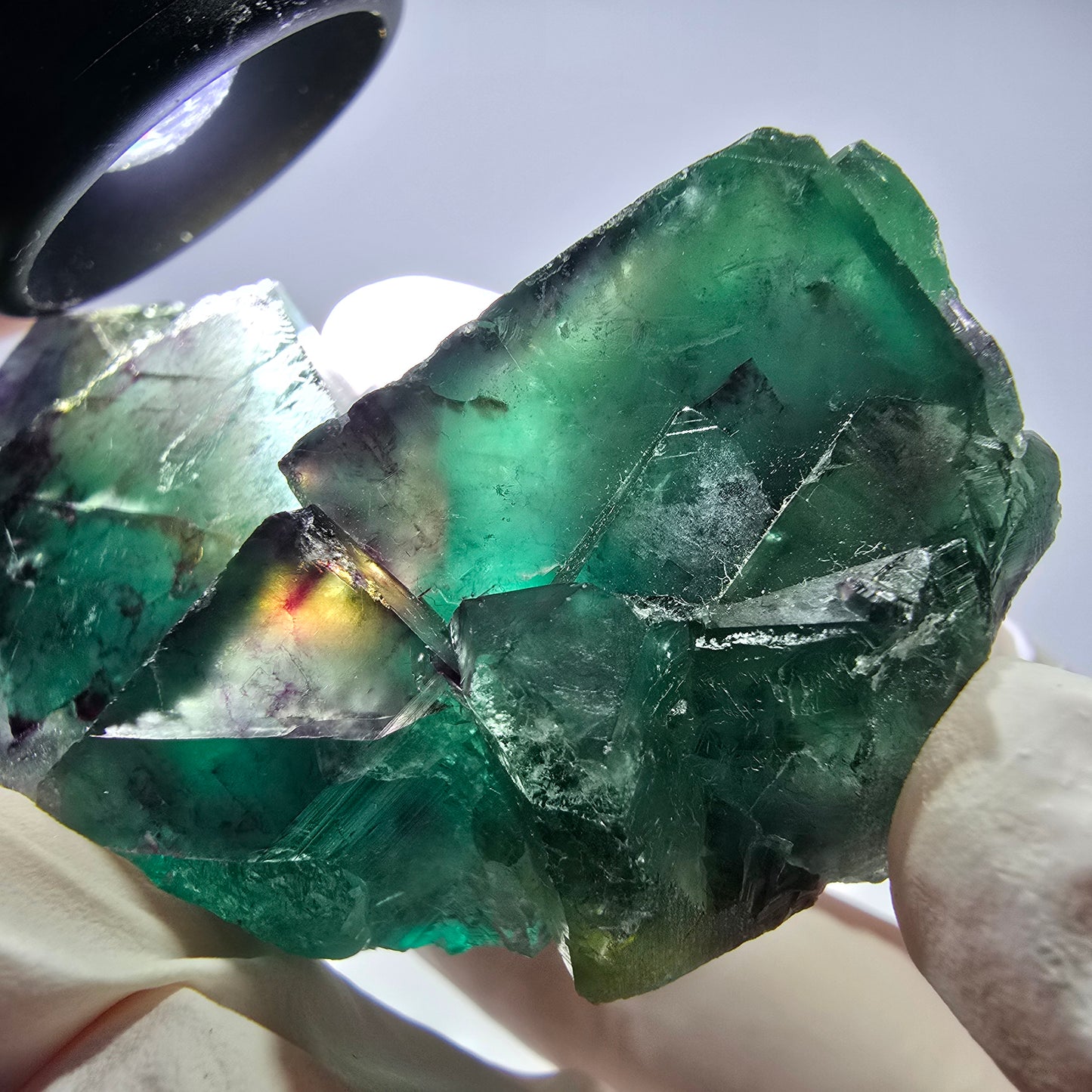 Spécimen de cube de fluorite fantôme parqueté vert violet Okorusu, Namibie 66*42*22mm