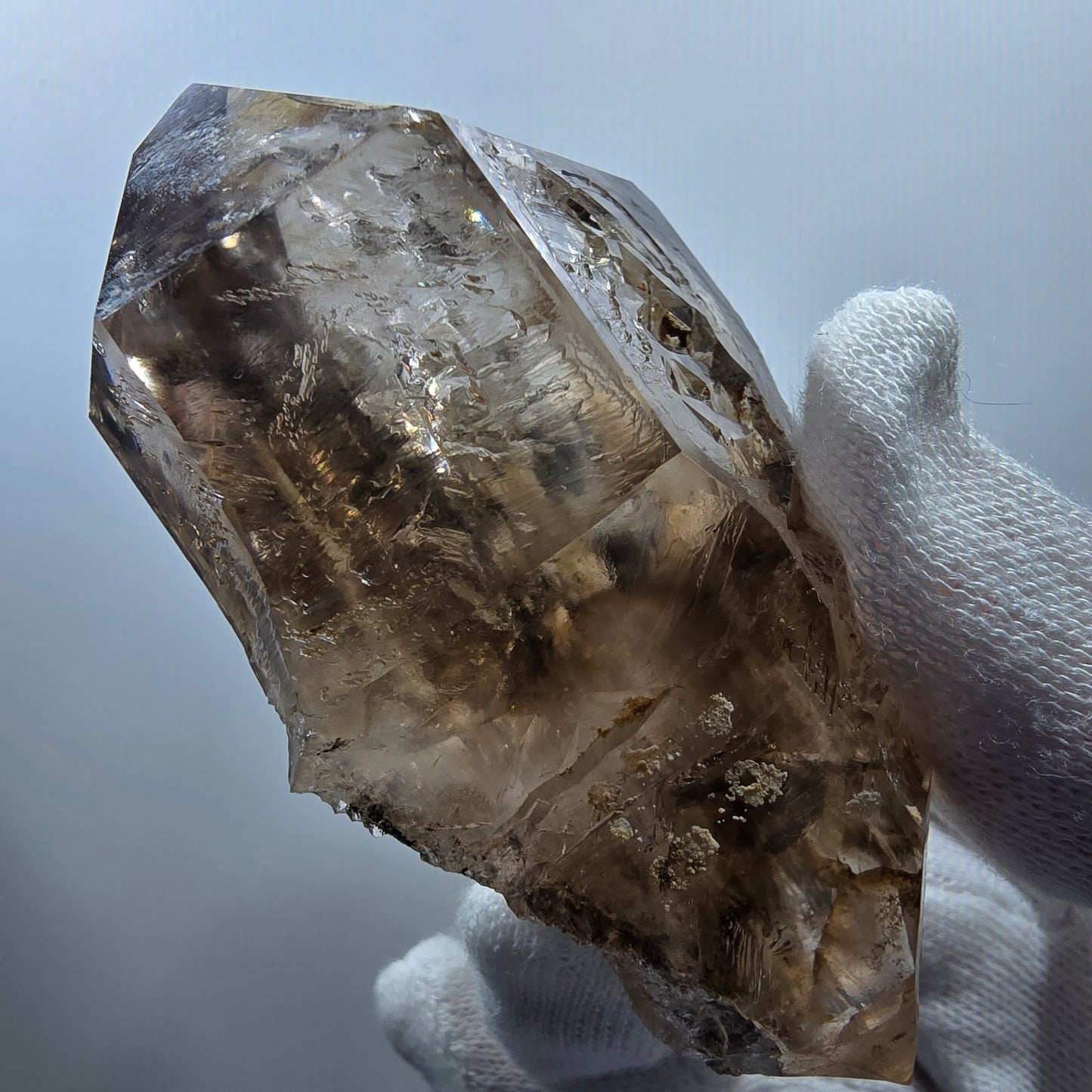 Enhydro Skeleton Smoky Quartz DT Scepter, 1x Bubble Valentine Pocket Gobobs. Namibia 79*49*30mm