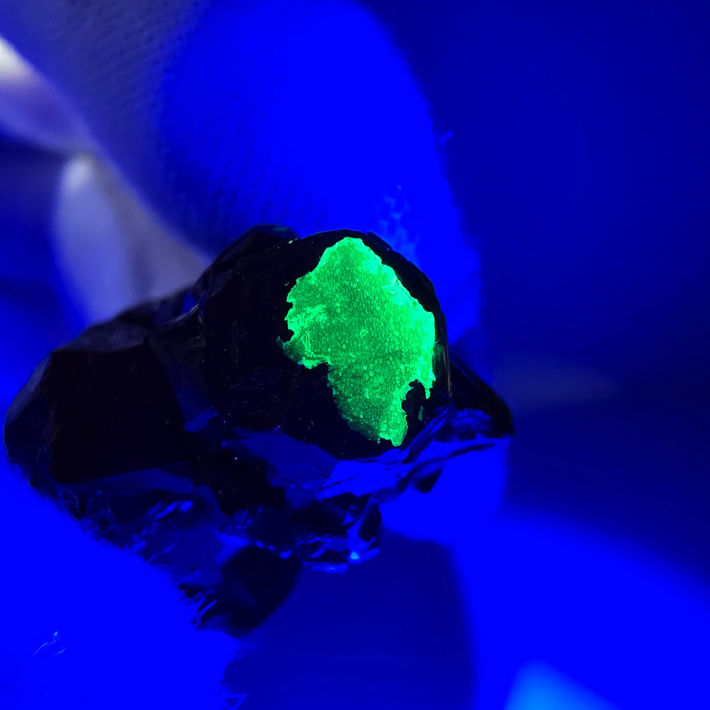 Schörl Turmalin mit Hyalit Stufe schwarz glänzend Erongo, Namibia 27*18*17mm