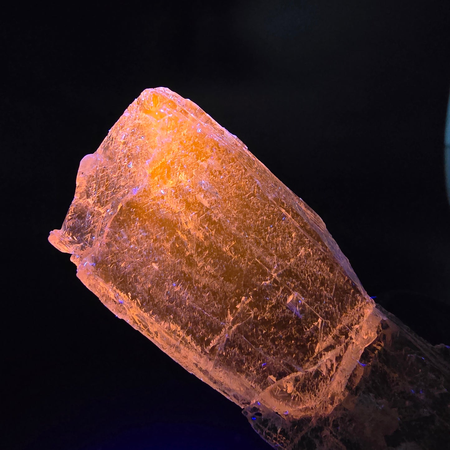 Seltener Kunzit X Spodumen Kristall rosa UV Mineral 80*26*5mm aus Brasilien