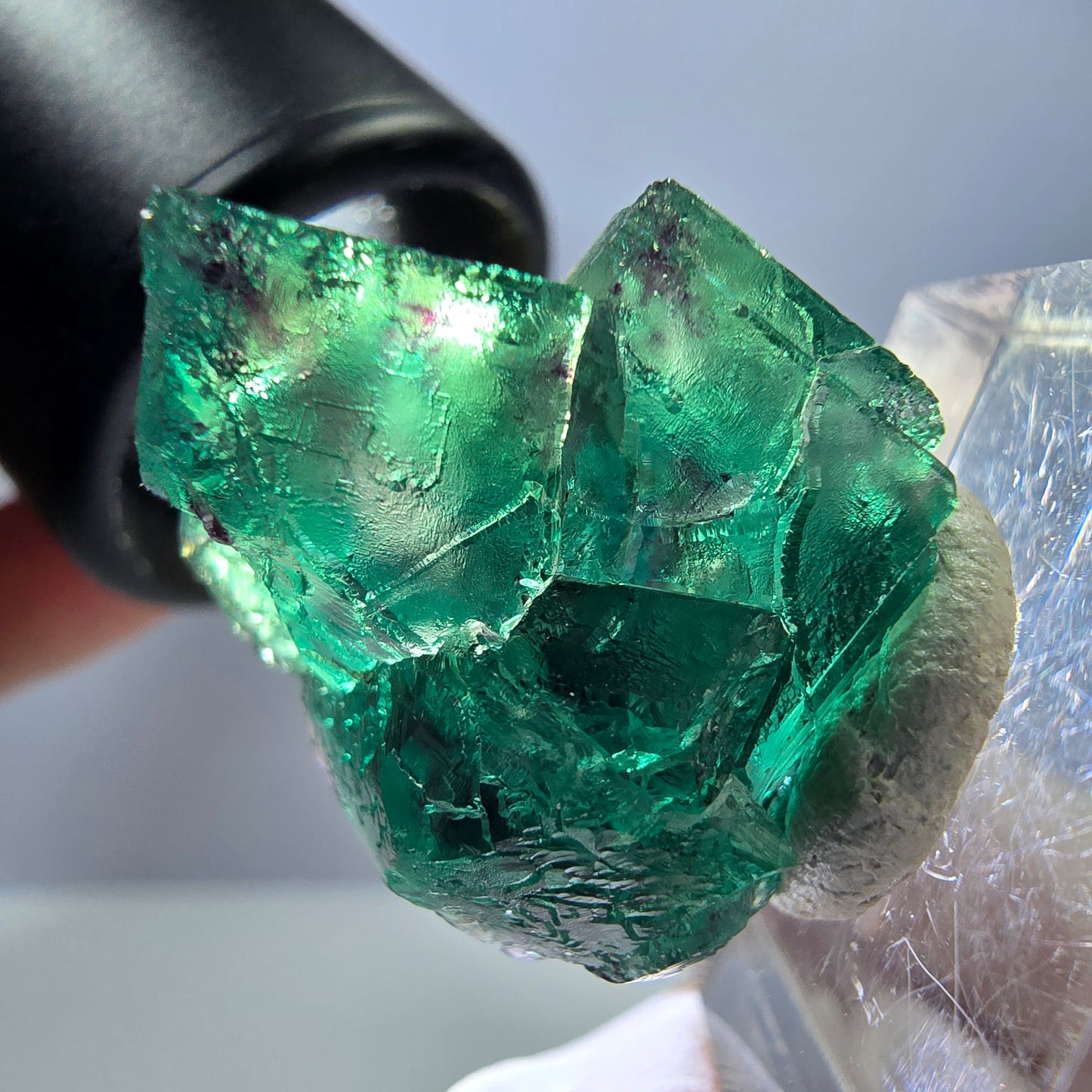 Rare spécimen de cube de fluorite, vert violet, Okorusu, Namibie, 28 x 21 x 21 mm
