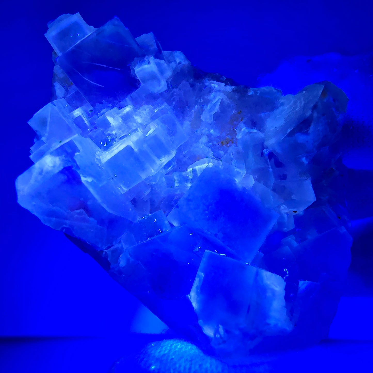 Seltene UV Phantom Fluorit Würfel Stufe grün lila Brandberg, Namibia 58*33*20mm
