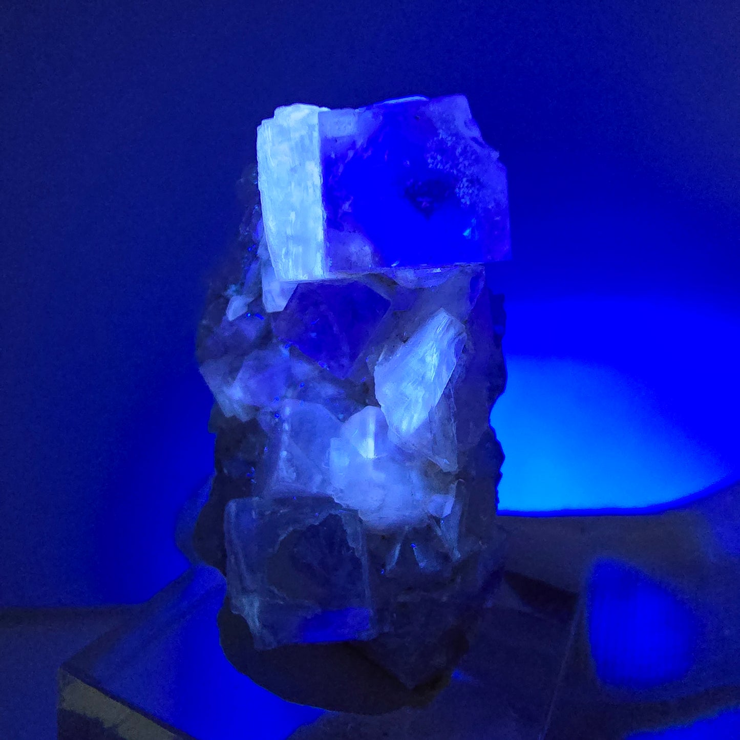 Seltene UV Phantom Fluorit Würfel Stufe lila grün Brandberg, Namibia 38*22*14mm