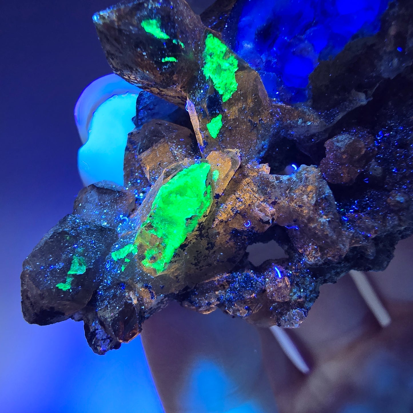 Phantom Fluorit Würfel, Rauchquarz, Hyalit Stufe Erongo, Namibia 48*36*21mm