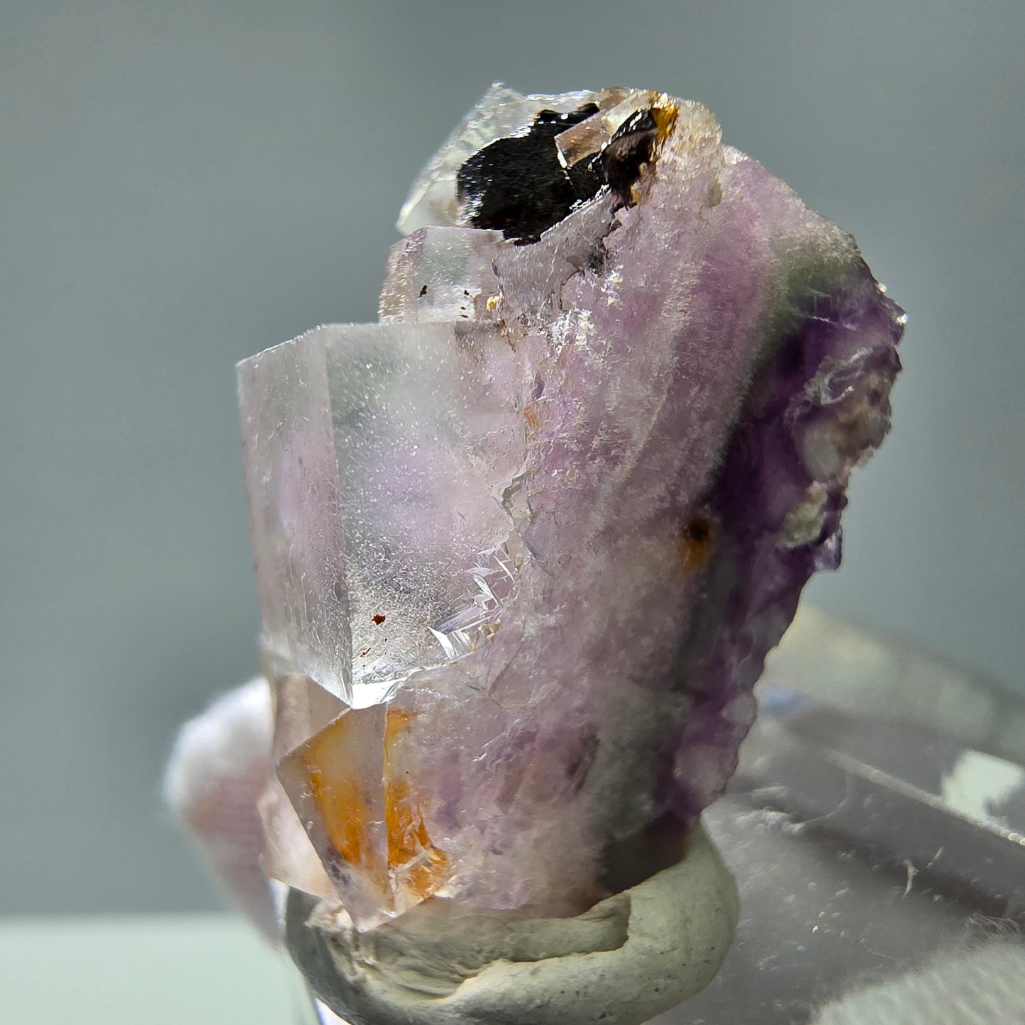 Seltene UV Phantom Fluorit Würfel Stufe lila grün Brandberg, Namibia 29*20*19mm