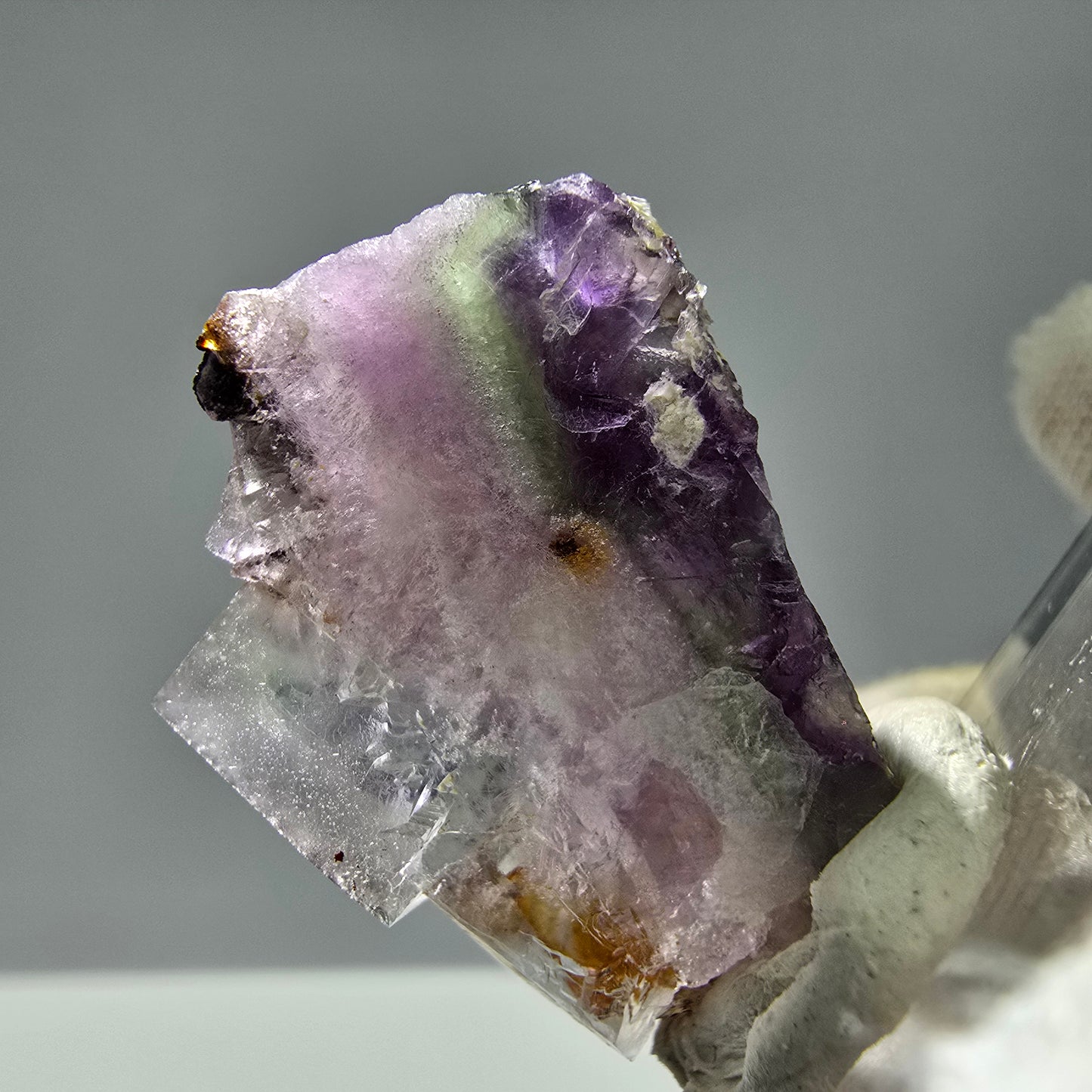 Seltene UV Phantom Fluorit Würfel Stufe lila grün Brandberg, Namibia 29*20*19mm