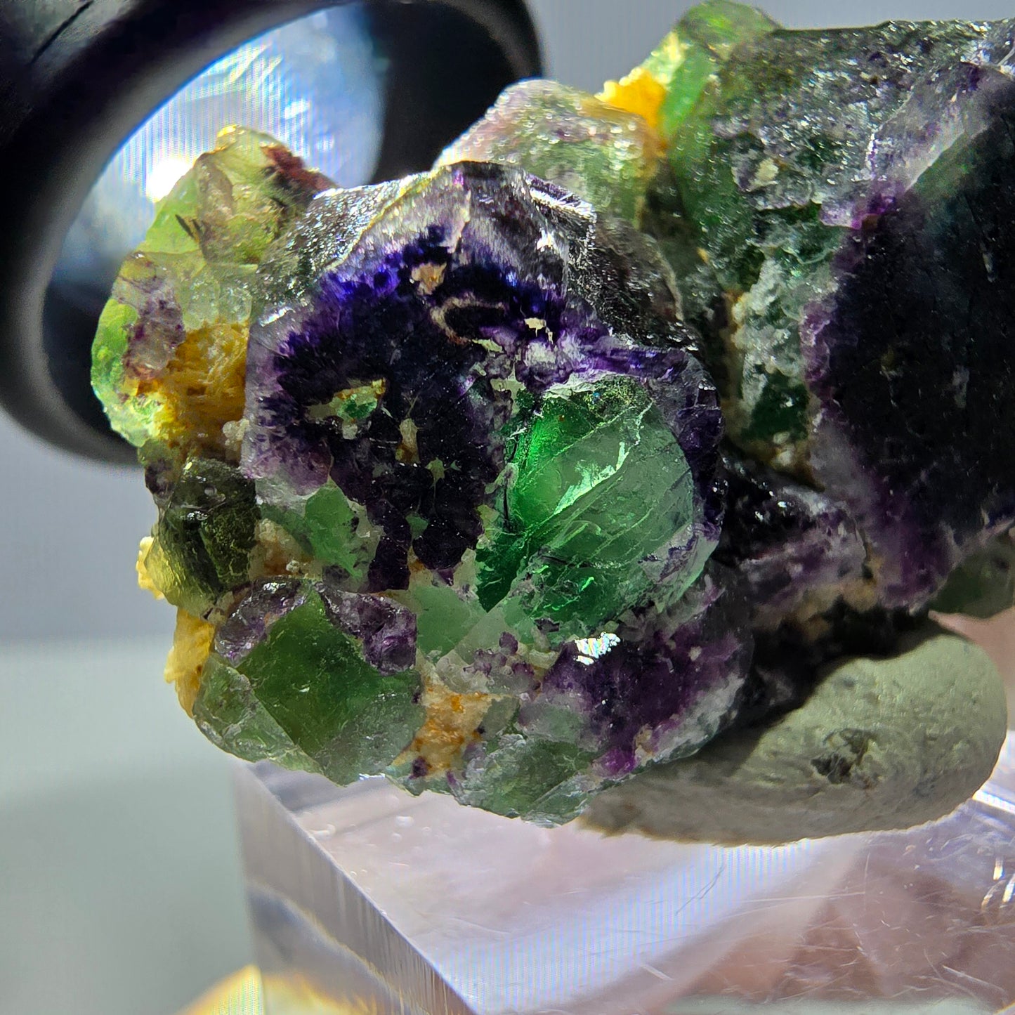 Cube de fluorite fantôme, zonal, muscovite, spécimen de tourmaline Schorl, Erongo, Namibie, 40 x 27 x 21 mm
