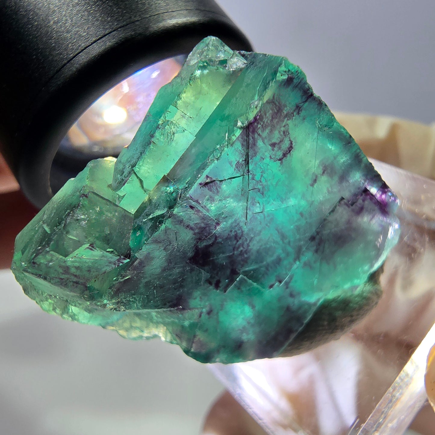 Phantom Fluorit Würfel Stufe, parkettiert grün lila Okorusu, Namibia 26*25*16mm