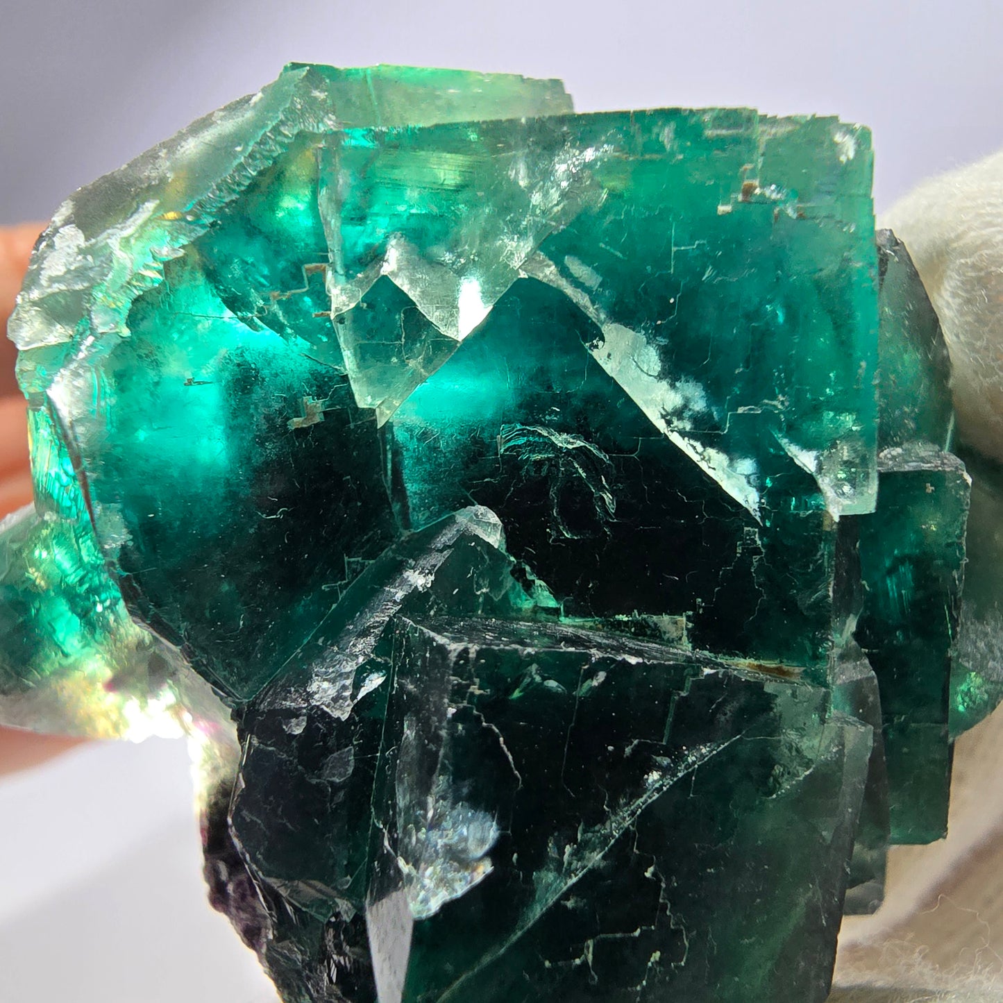 Rare spécimen de cube de fluorite fantôme, parqueté vert Okorusu, Namibie, 60 x 46 x 30 mm