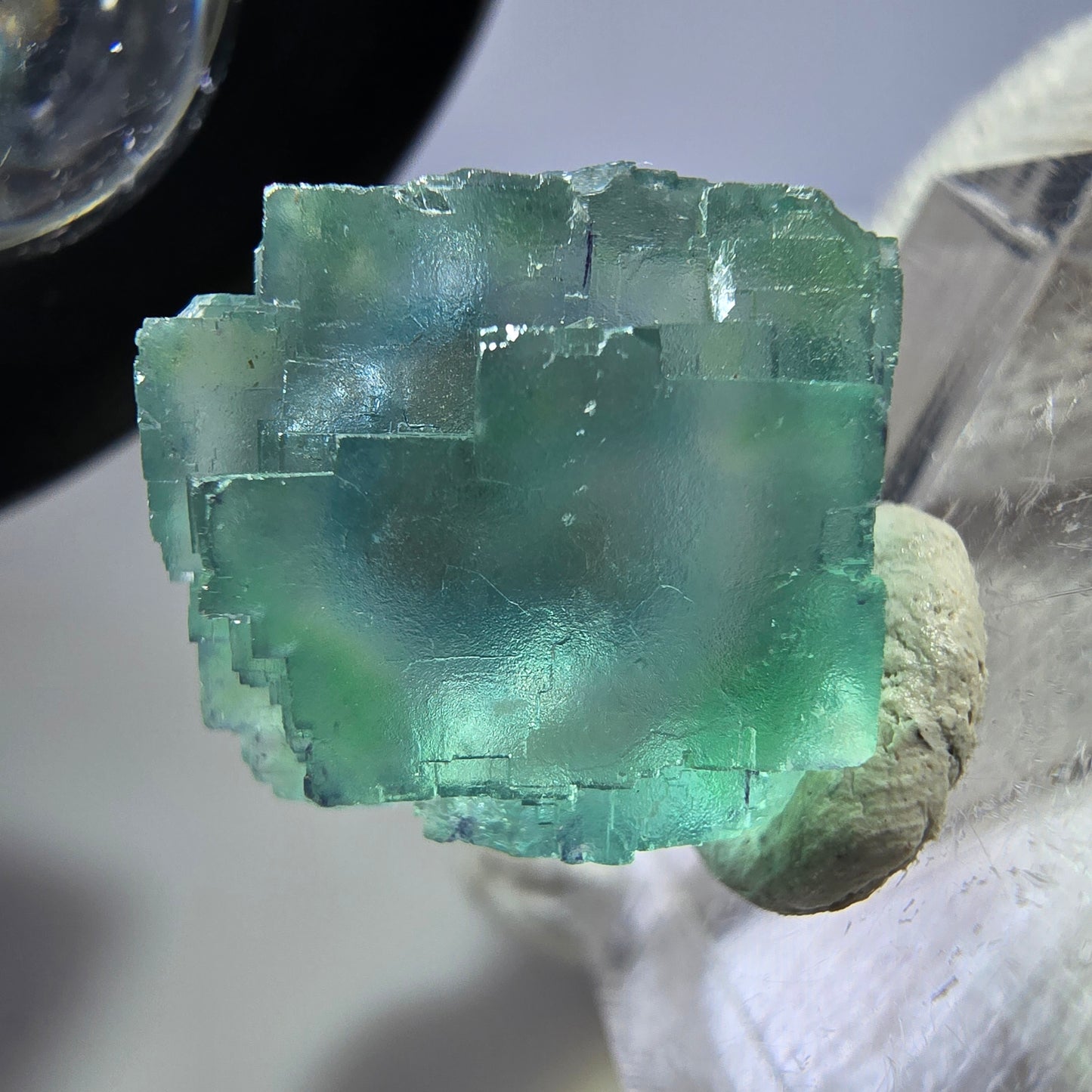 Seltener Phantom Fluorit Würfel, grün parkettiert Okorusu, Namibia 20*18*12mm