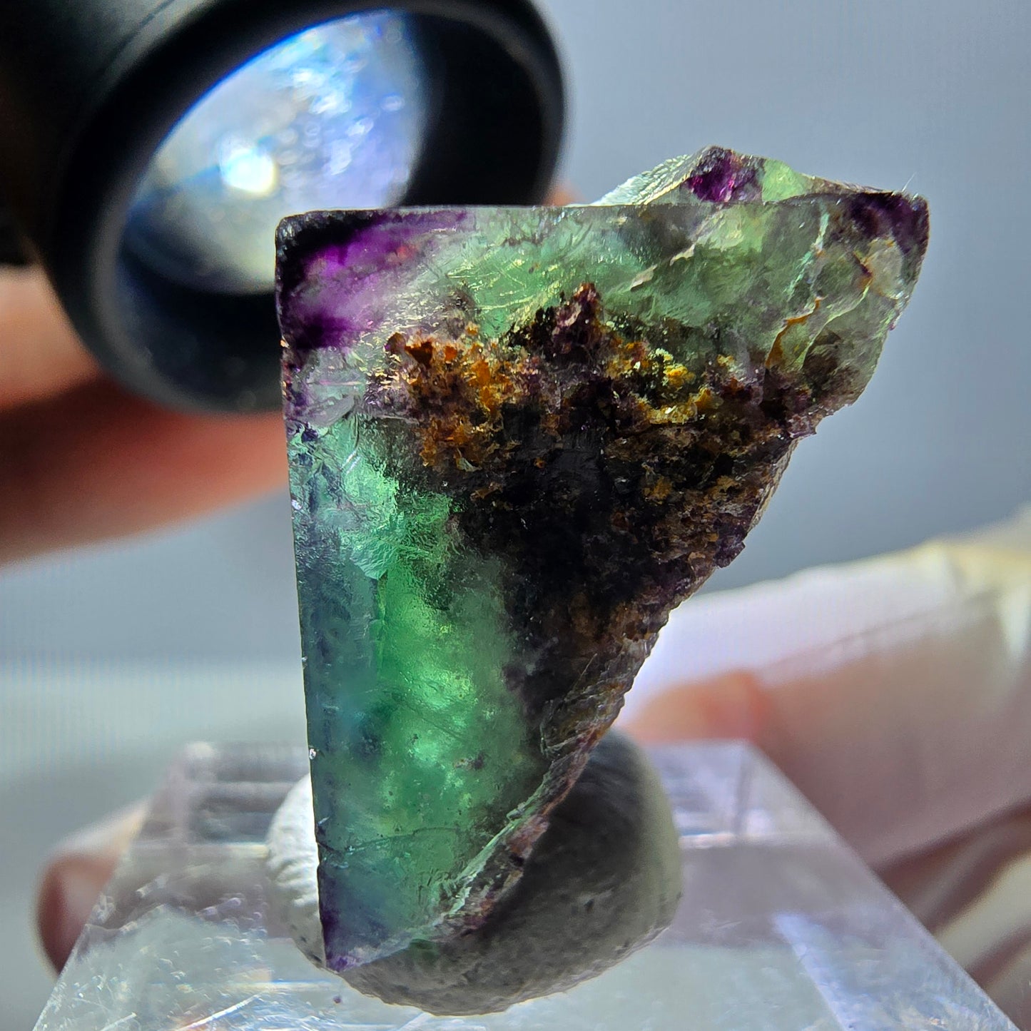 Phantom Fluorit Würfel Stufe, parkettiert, zonal Okorusu, Namibia 24*22*18mm