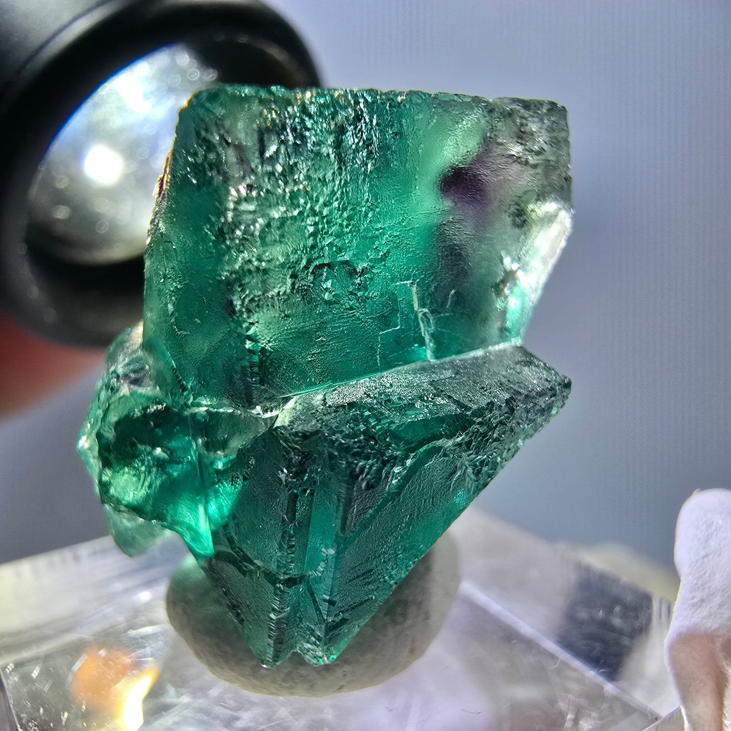 Rare spécimen de cube de fluorite, vert violet, Okorusu, Namibie, 28 x 21 x 21 mm