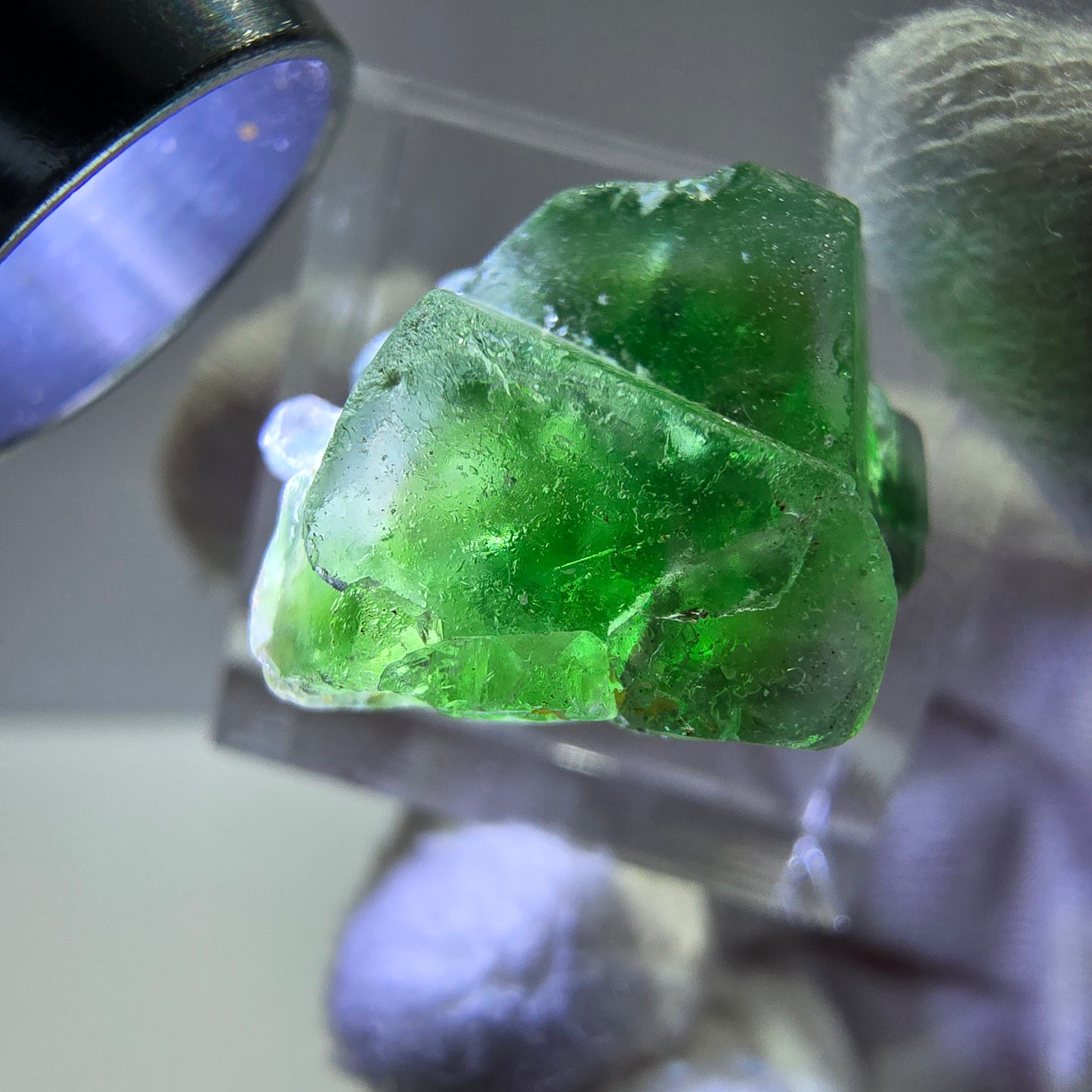 Cube de fluorite fantôme, spécimen de tourmaline Schorl, Erongo, Namibie, 23 x 19 x 15 mm