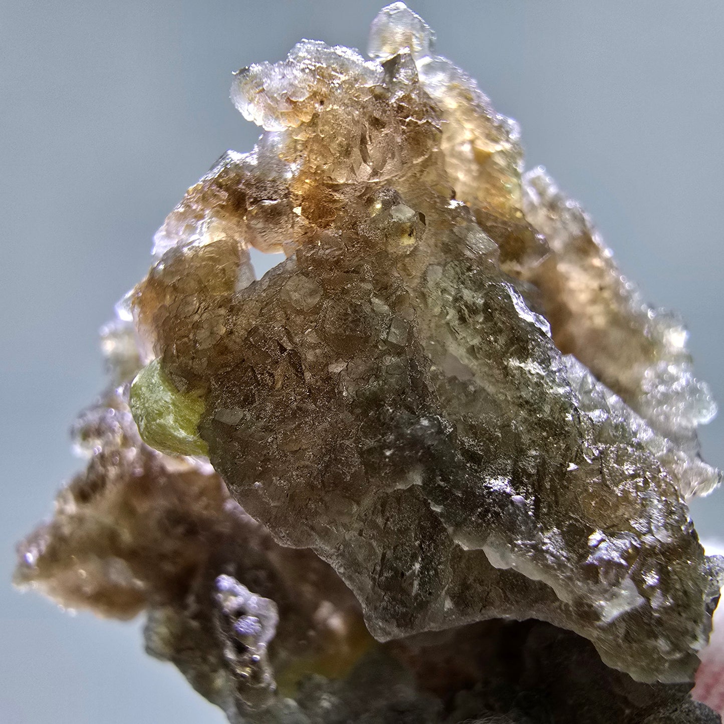 Phantom Fluorit Würfel grün braun, Muskovit Stufe Erongo, Namibia 52*37*33mm