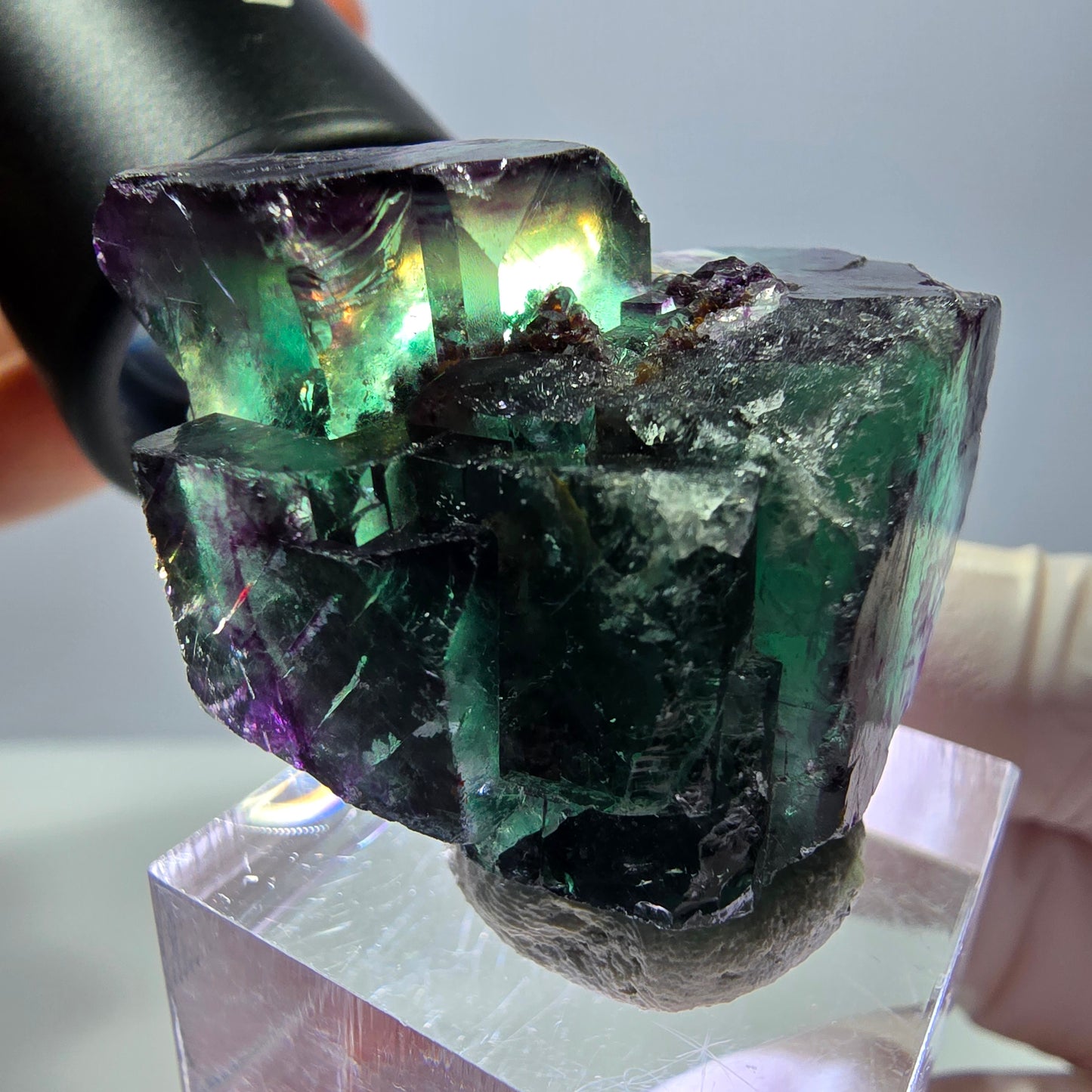 Seltene Fluorit Würfel Stufe, grün lila Okorusu, Namibia 29*28*27mm