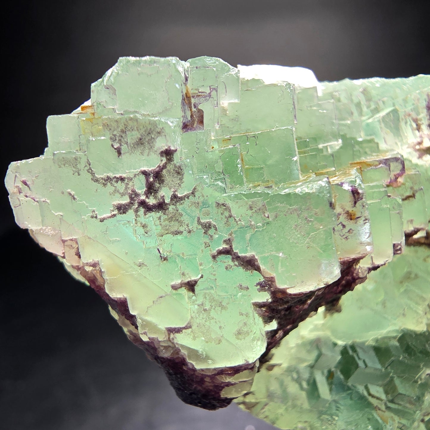 Cube de fluorite fantôme étagé vert turquoise Omehane, namibie 89*45*21mm
