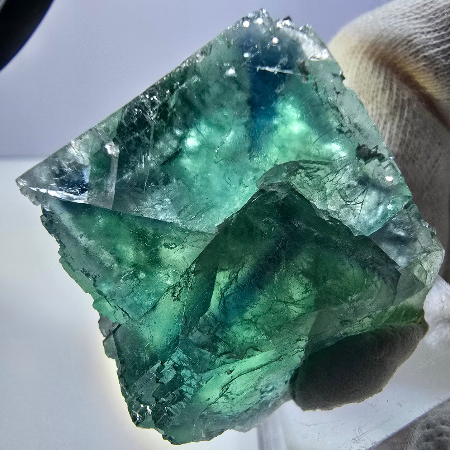 Phantom Fluorite cube specimen parquetted green turquoise Okorusu, Namibia 47*42*21mm