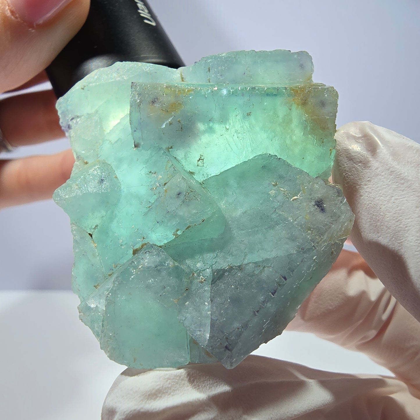 Rare spécimen de cube de fluorite fantôme, parqueté vert Okorusu, Namibie, 51 x 47 x 21 mm