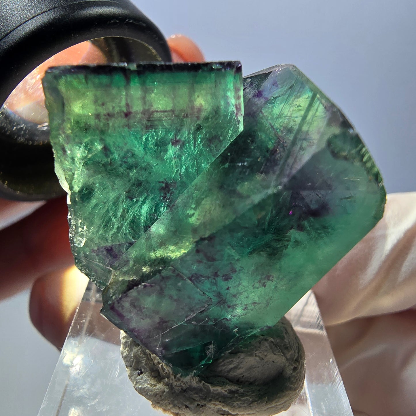 Phantom Fluorit Würfel Stufe, parkettiert grün lila Okorusu, Namibia 31*25*18mm
