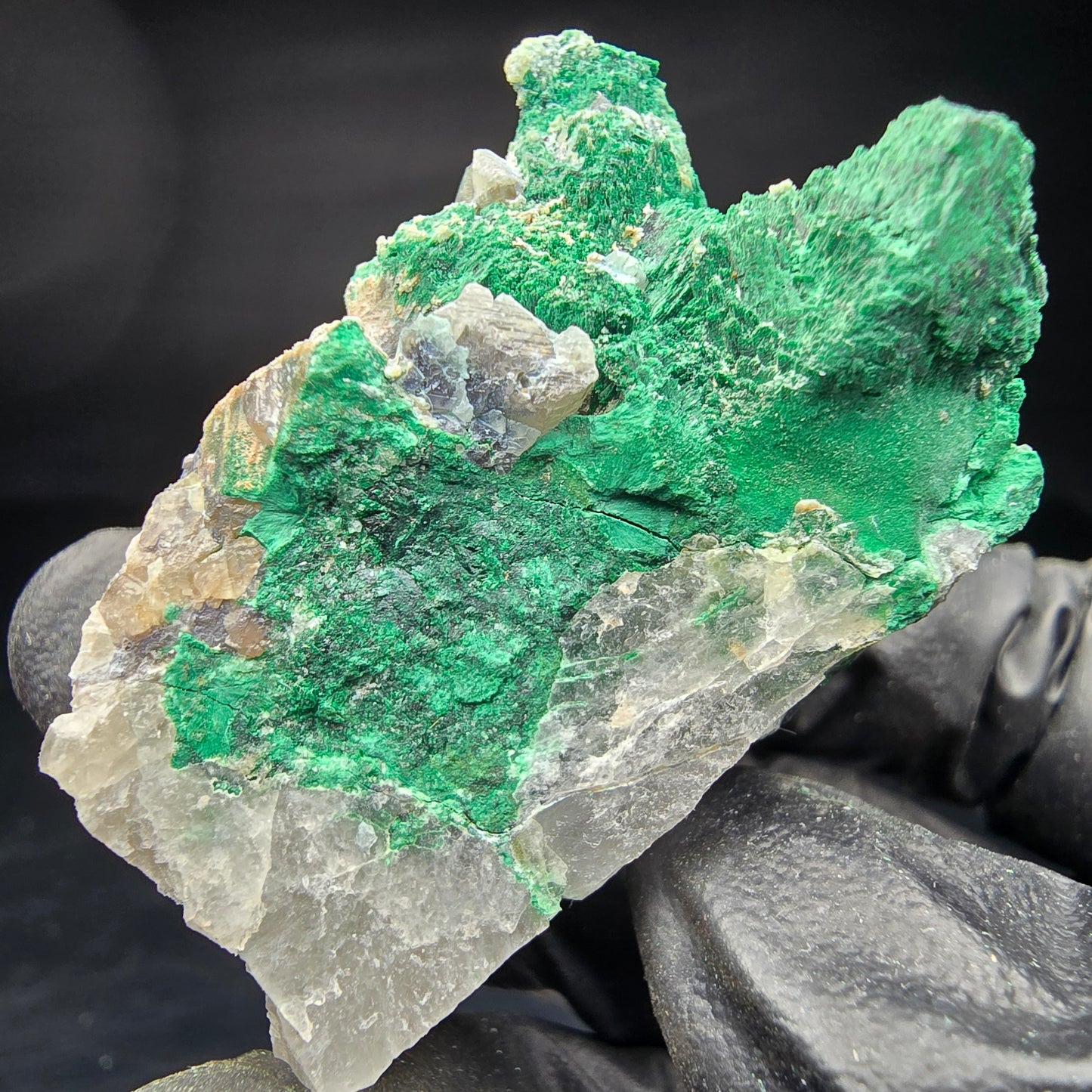 Seltene Malachit, Quarz Stufe Kaokoveld, Namibia 46*30*26mm Mineraliensammlung