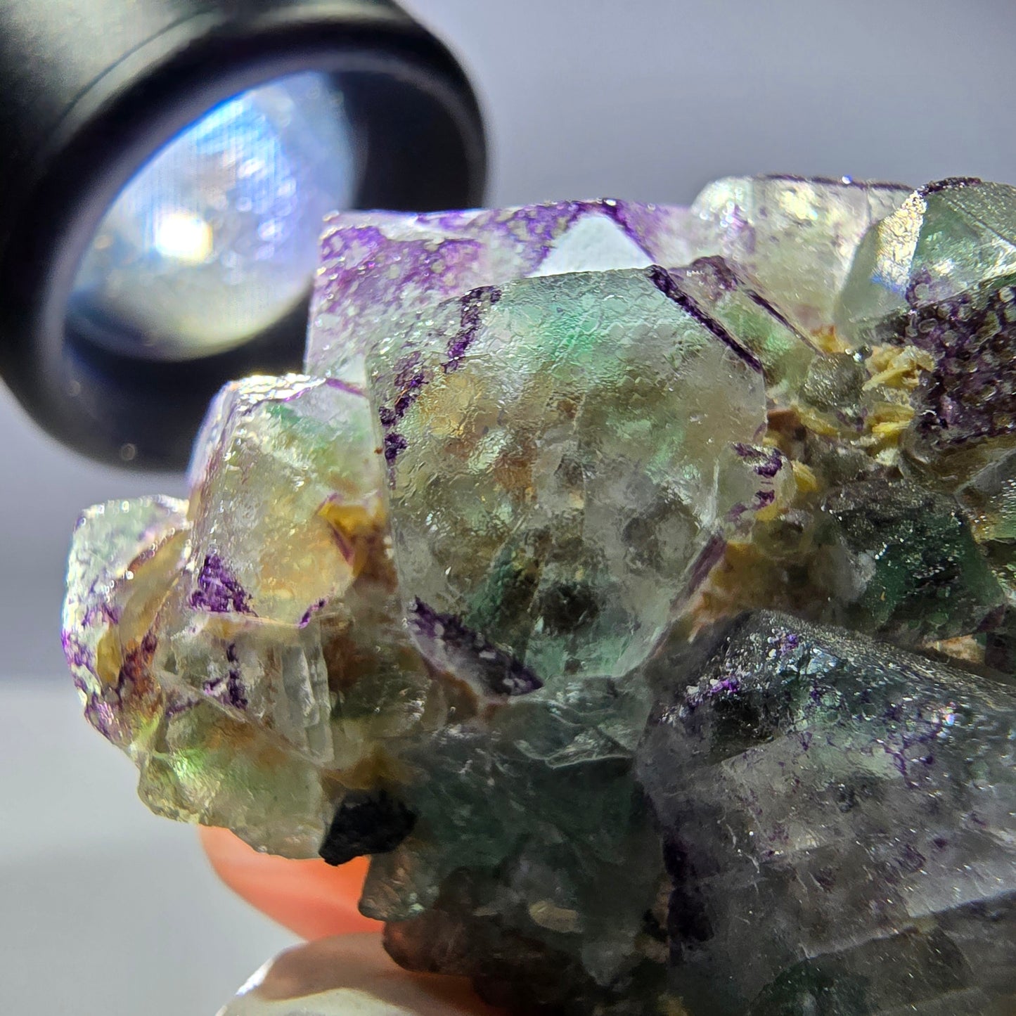 Cube de fluorite fantôme, zonal, muscovite, spécimen de tourmaline Schorl, Erongo, Namibie, 42 x 35 x 23 mm