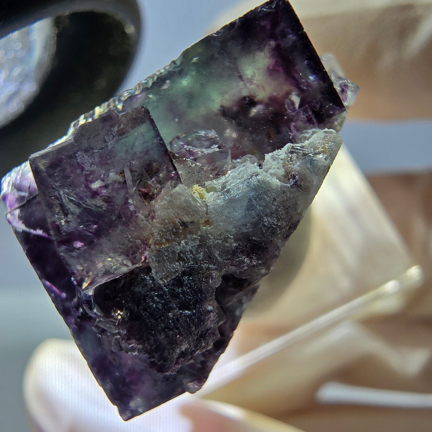 Phantom Fluorit Würfel Stufe, grün lila Okorusu, Namibia 27*22*18mm