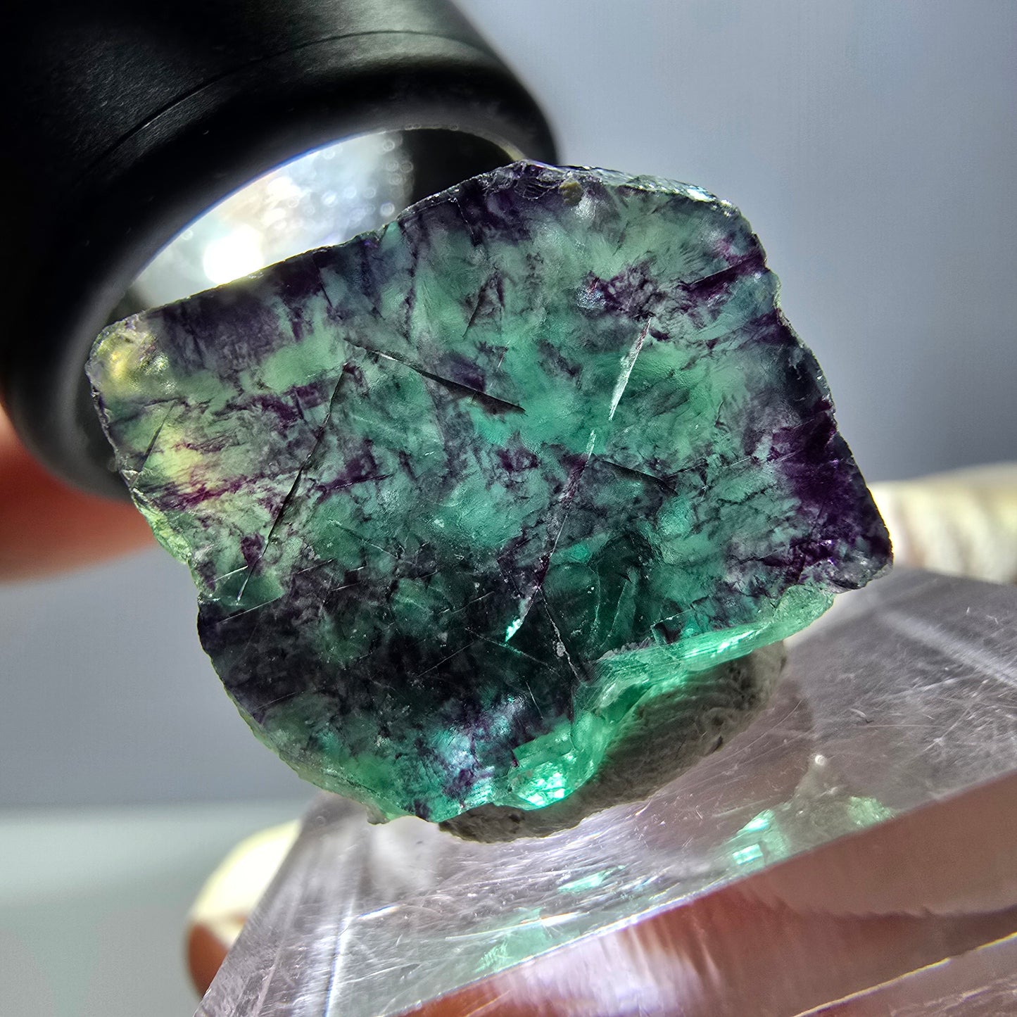 Phantom Fluorite cube parquetted, green purple Okorusu, Namibia 20*20*18mm