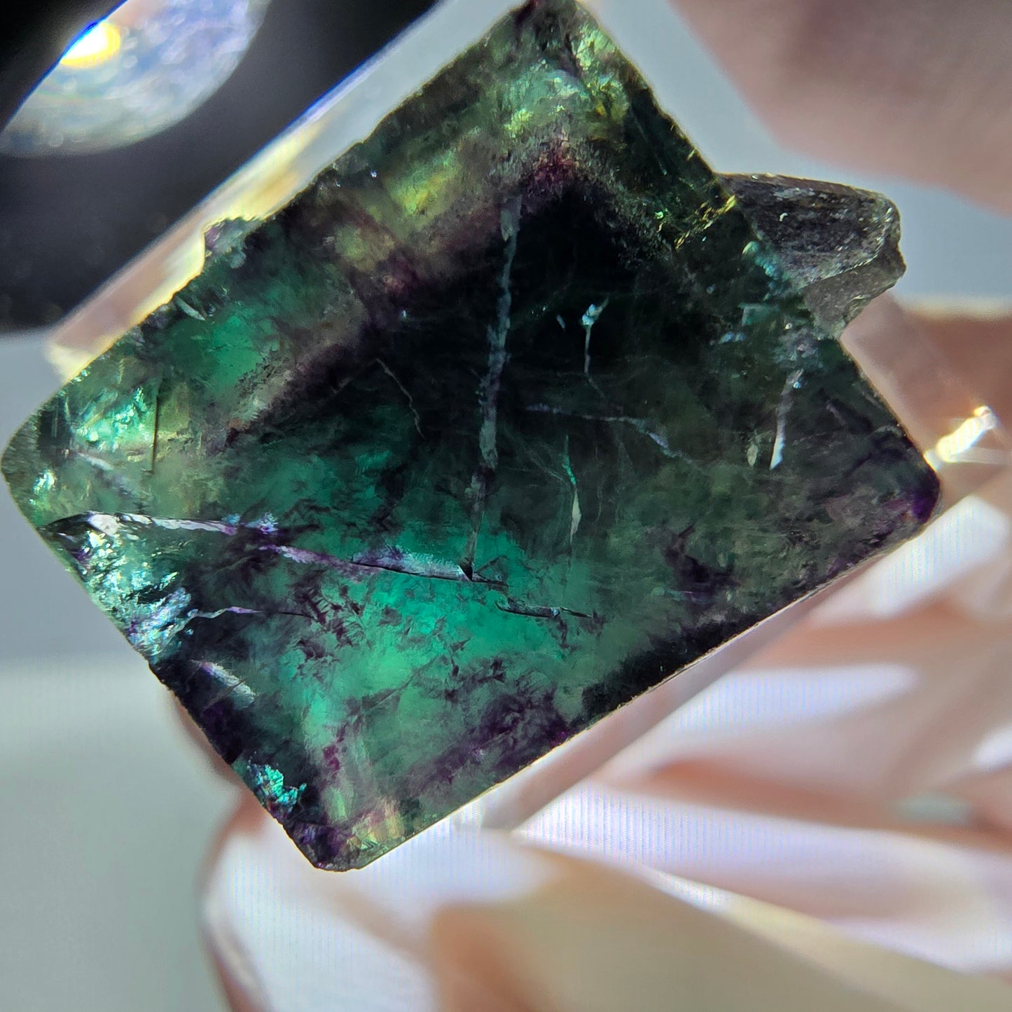 Phantom Fluorit Würfel Stufe, grün lila Okorusu, Namibia 21*21*19mm
