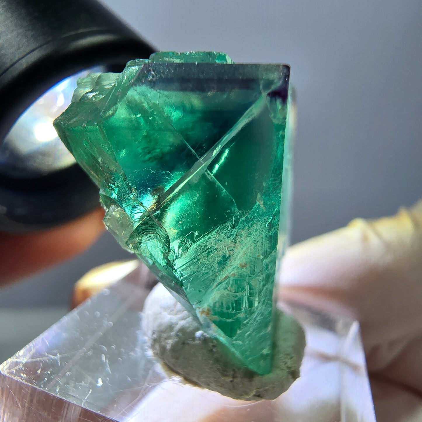 Cube de fluorite fantôme parqueté, zonal, vert violet Okorusu, Namibie 27*27*20mm