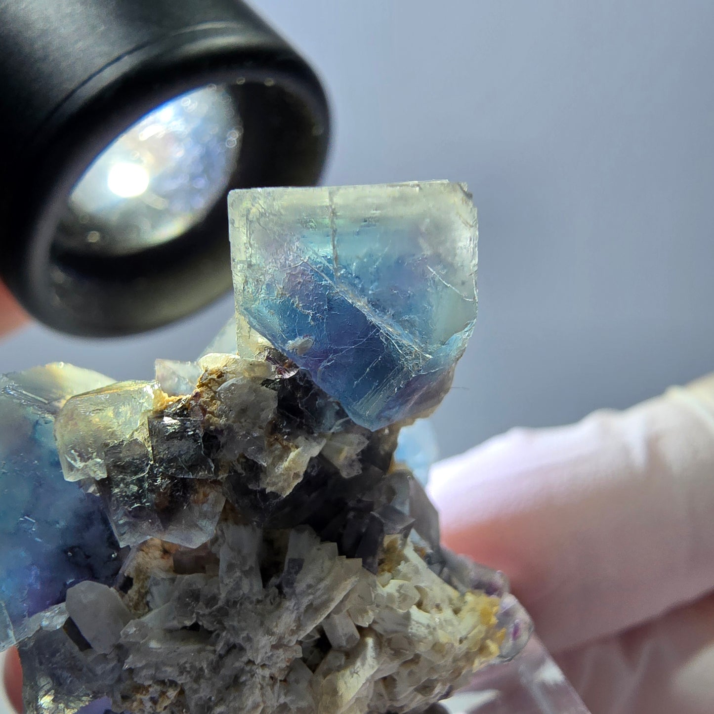 Phantom Fluorit Würfel Stufe, blau lila Okorusu, Namibia 34*29*20mm