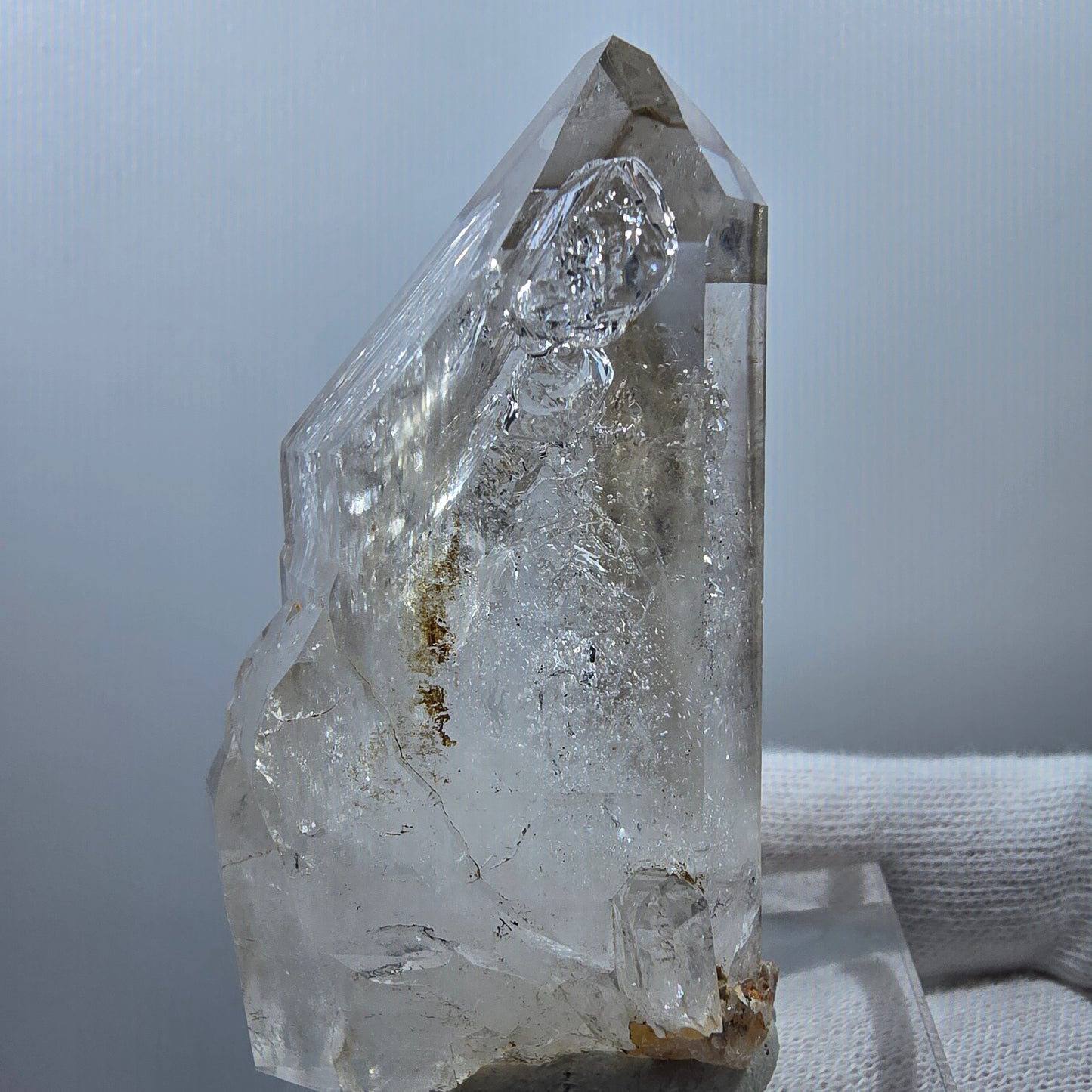 Sceptre DT Enhydro Squelette Quartz Fumé, 1 Gobob de Poche Bulle Valentine. Namibie 72 x 39 x 30 mm