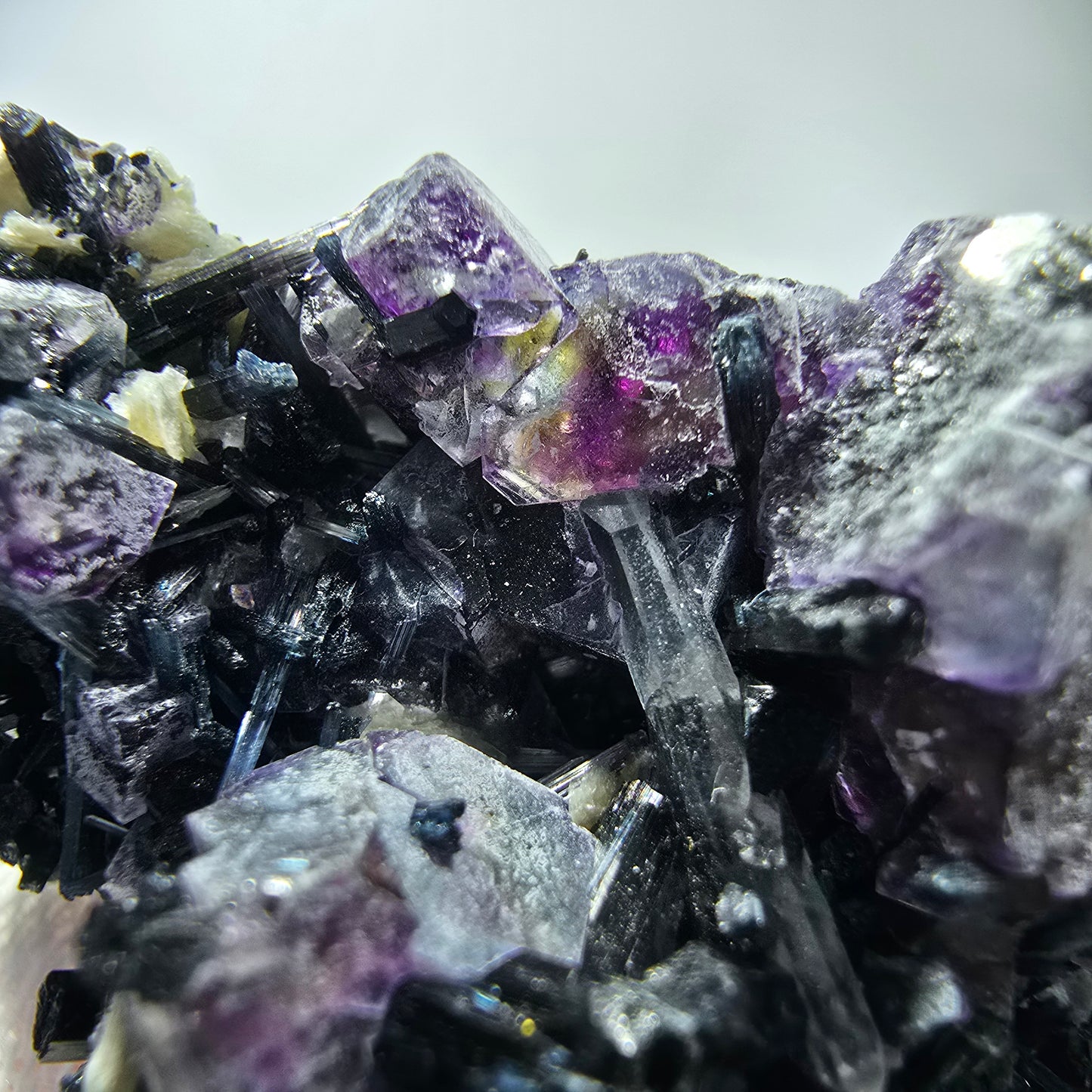 Colorful Phantom Fluorite Cubes Muscovite Schorl Tourmaline Erongo, Namibia 51*37*21mm