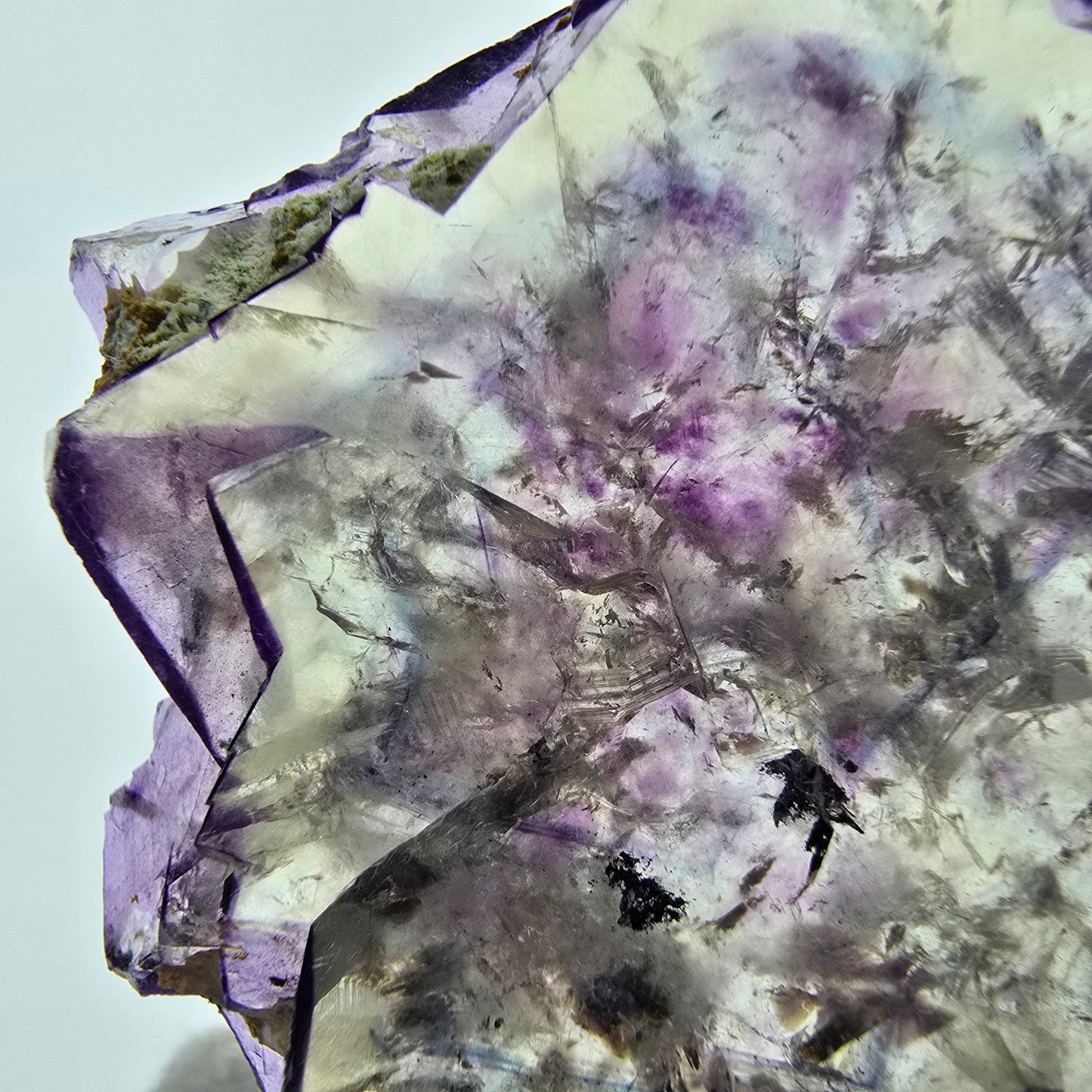 Seltene Phantom Fluorit Scheibe lila gelb Okorusu, Namibia 52*49*7mm Sammlung
