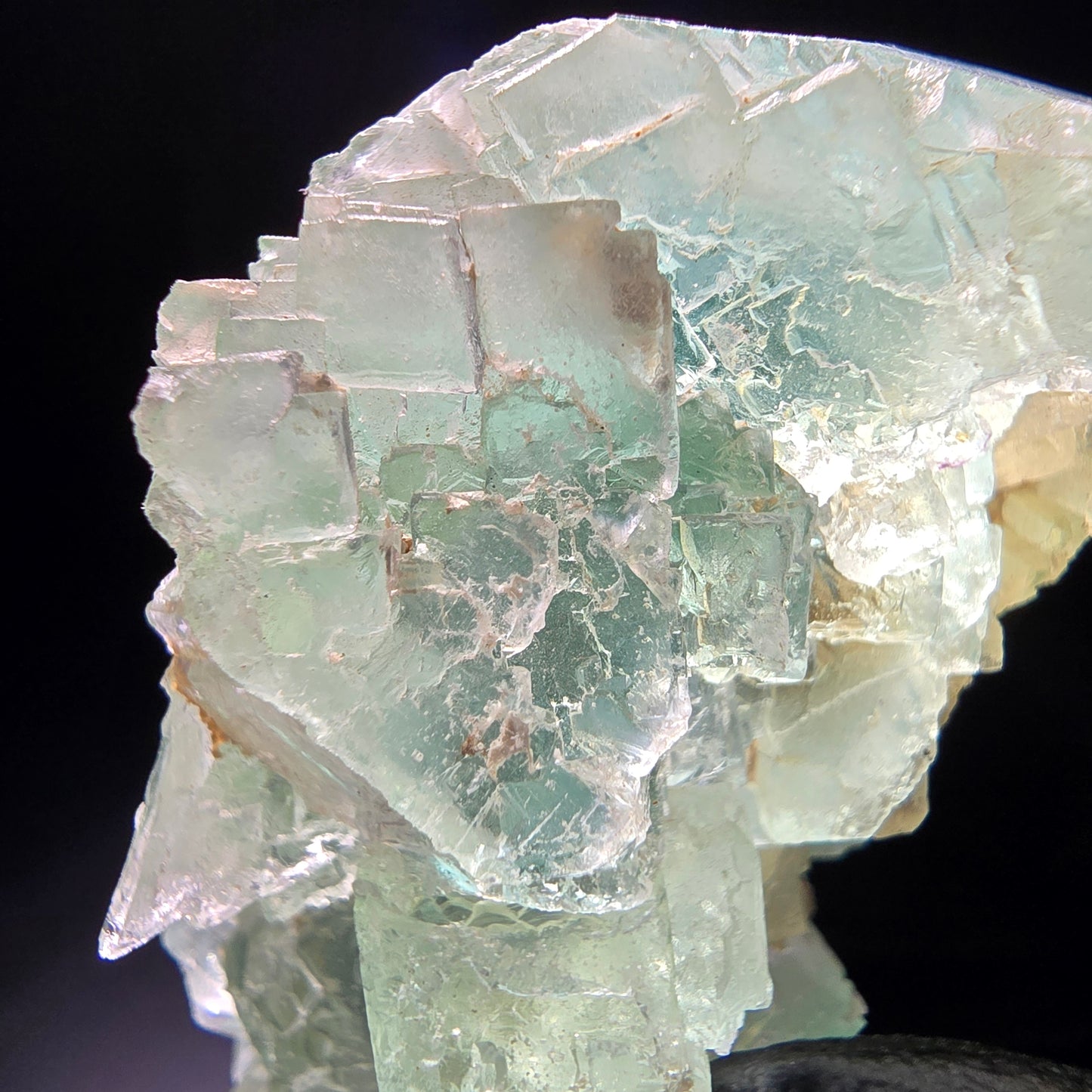 Cube de fluorite fantôme transparent à gradins vert Omehane, Namibie 58*33*29mm